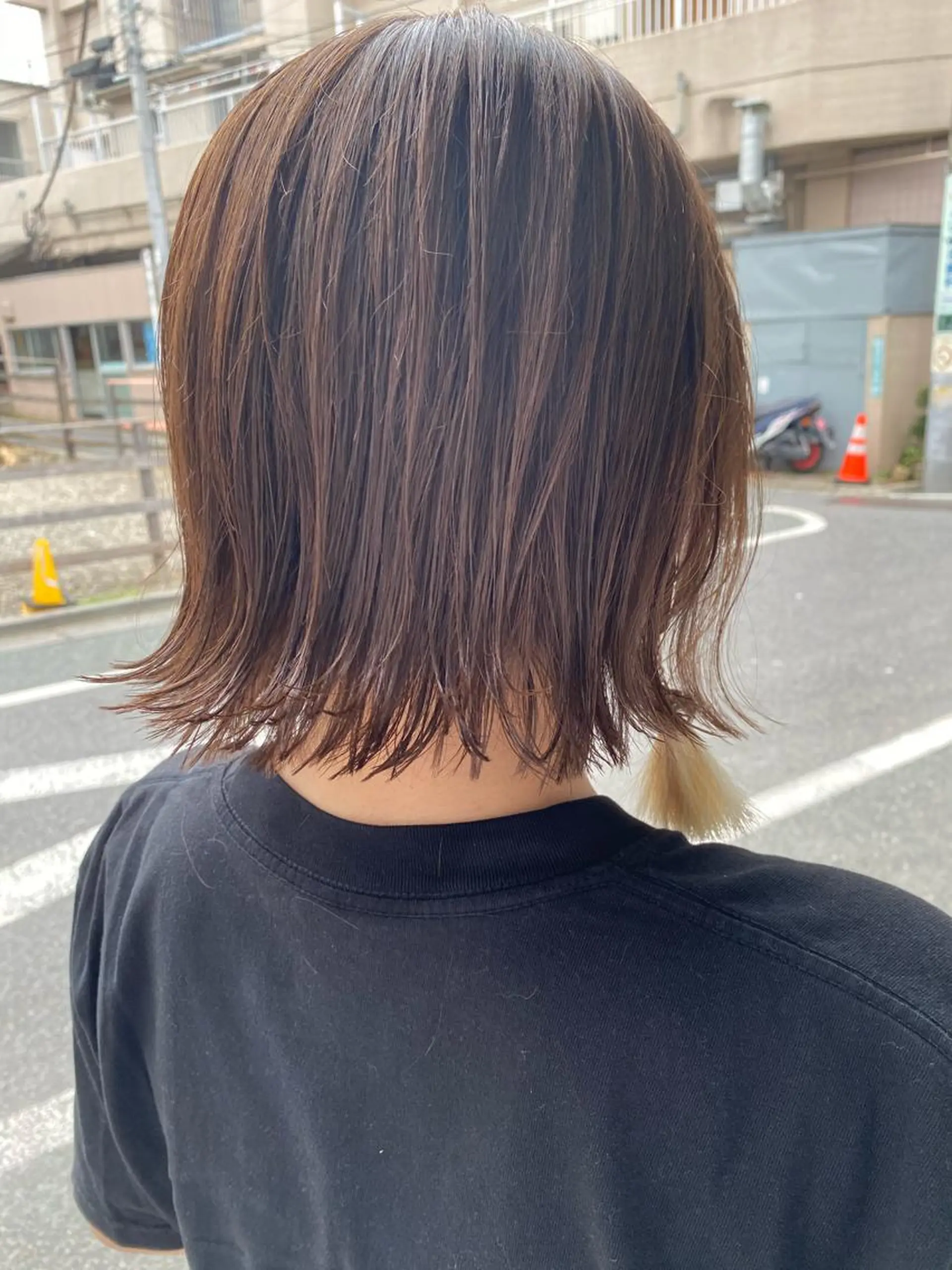 ショート 切りっぱなしボブ ボブ ヘアカラー トリートメント 森貴裕/ベージュ/ パーマ/オリーブのヘアスタイル