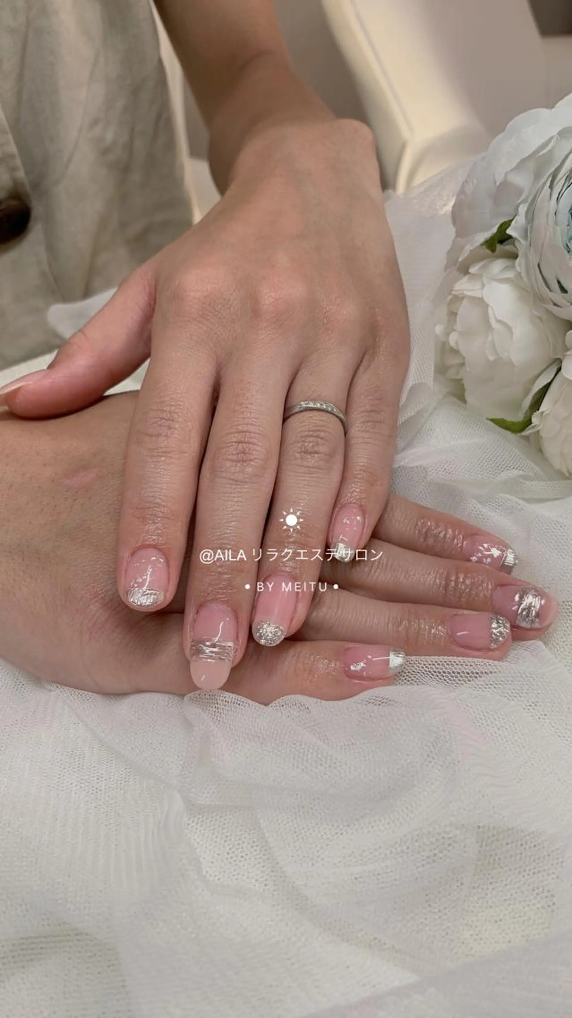 ネイル ピンク シルバー ハンドネイル Kira Nailのネイルデザイン