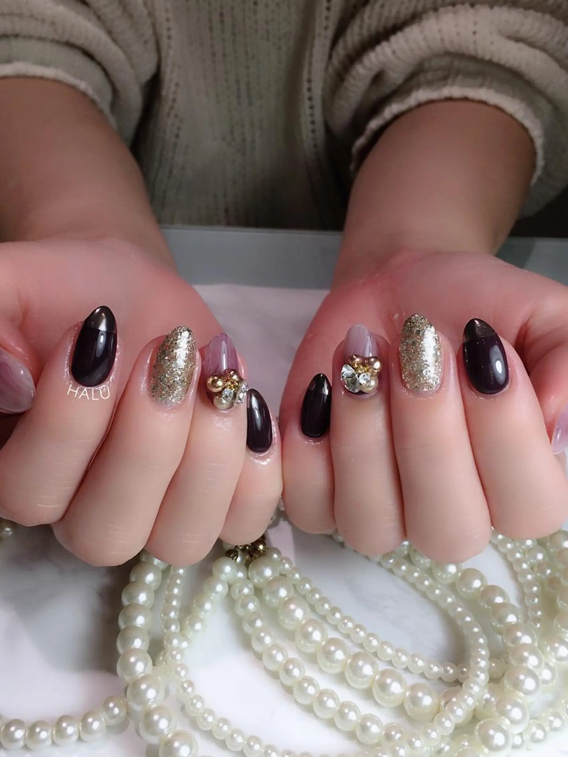 ネイル ブラウン ミラーネイル HALU ハルのネイルデザイン