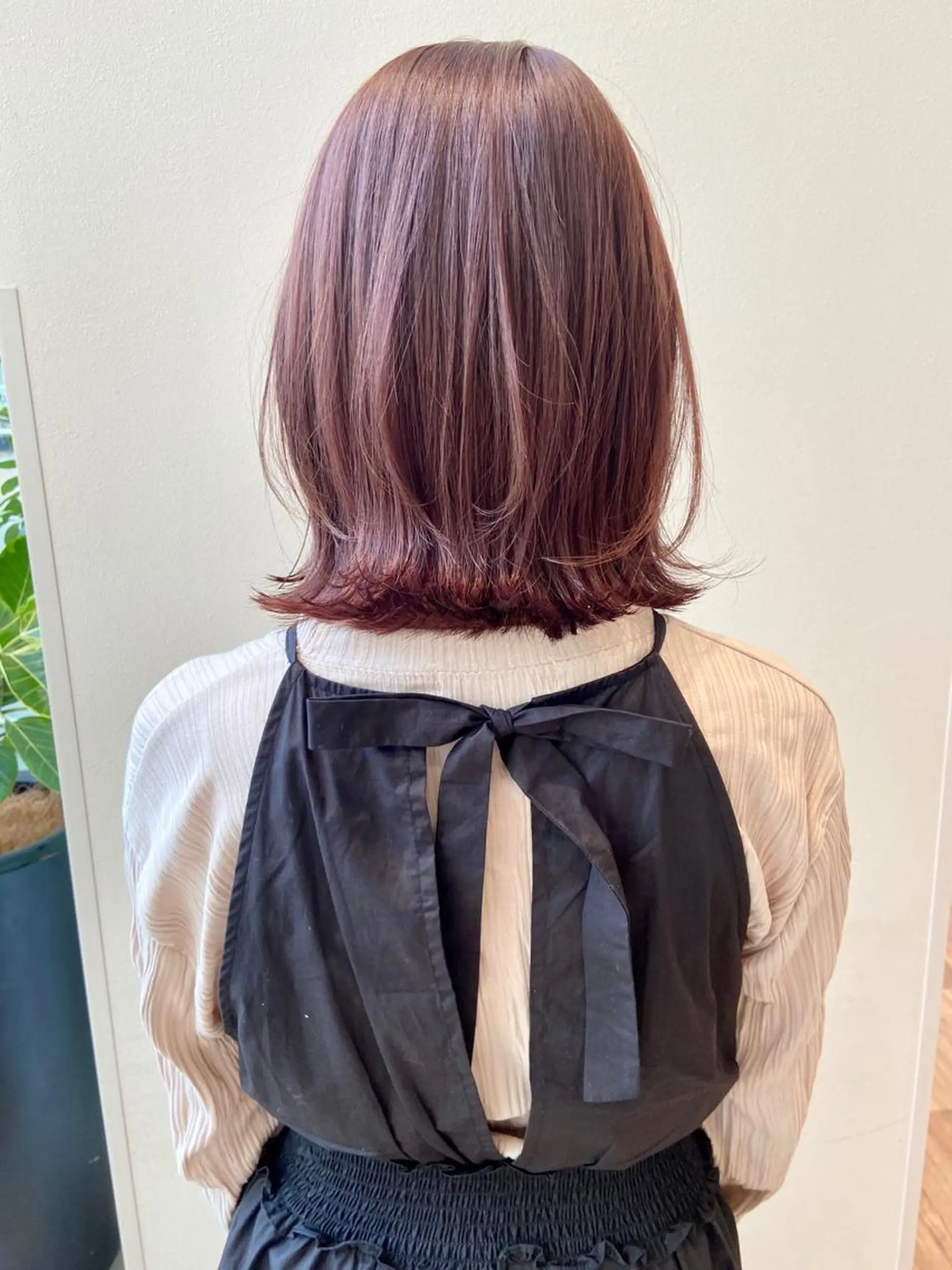 ミディアム カラー ピンクカラー ボブ 木下 奈々のヘアスタイル