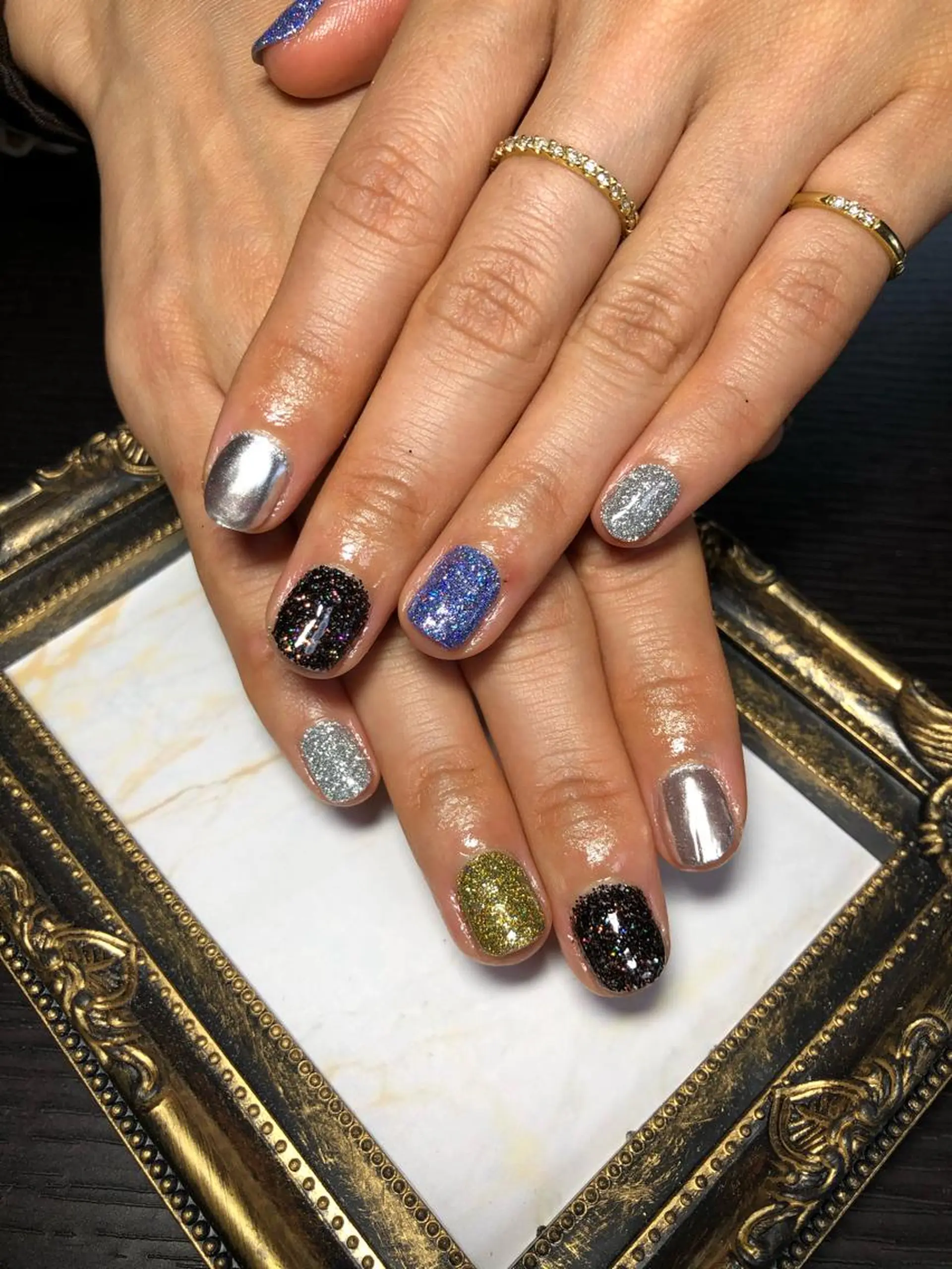 ネイル ラメ(グリッター) ミラーネイル Nail salon Caco.のネイルデザイン