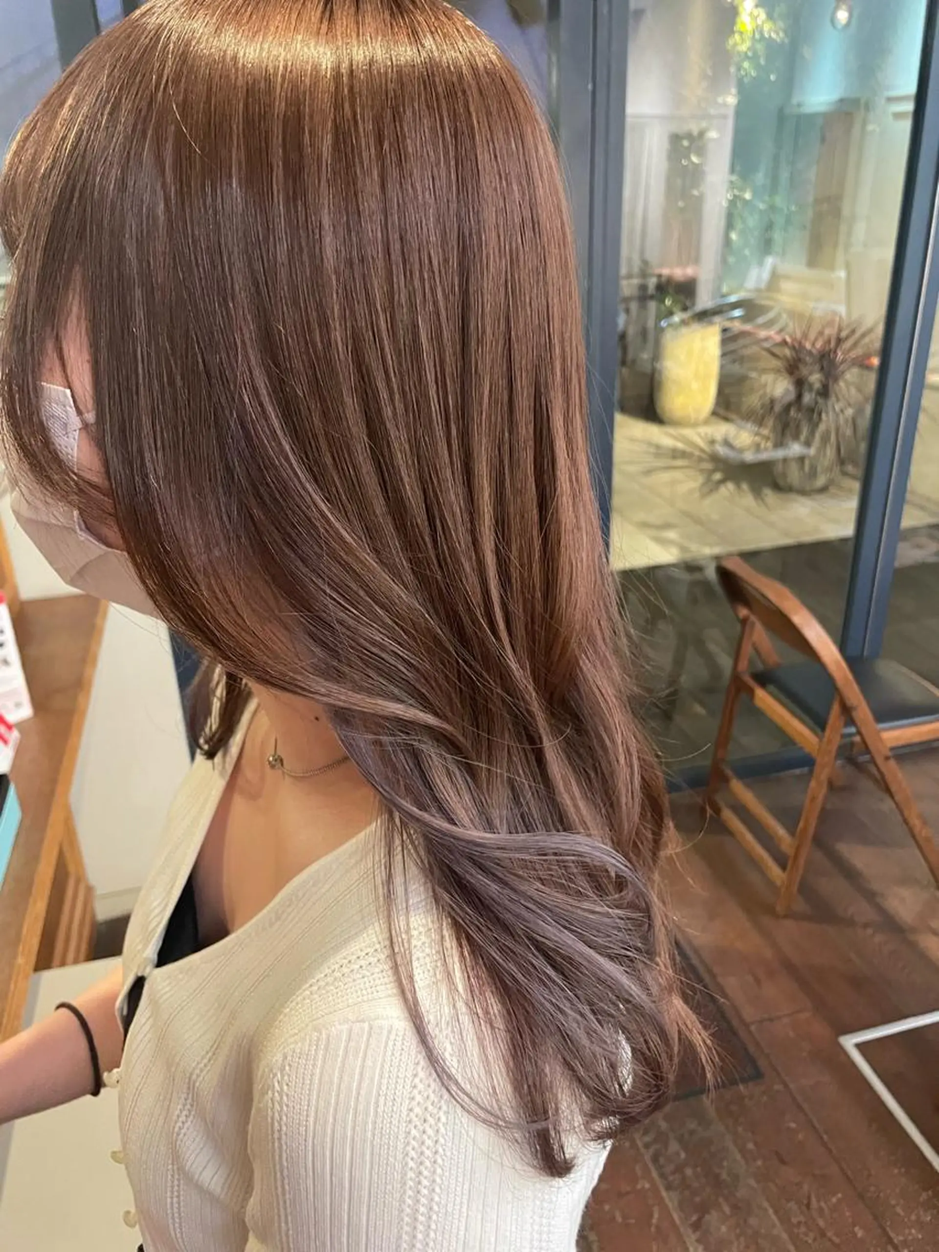 セミロング カラー ヘアアレンジ ヘアカラー トリートメント 抜け感ボブ×パーマ ｜kazaneのヘアスタイル