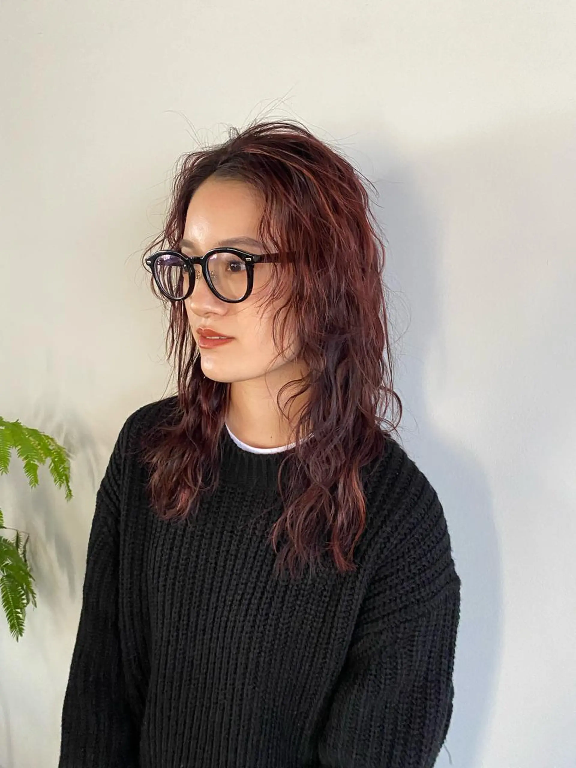 セミロング カラー セミロングパーマ ムナカタ アカリのヘアスタイル