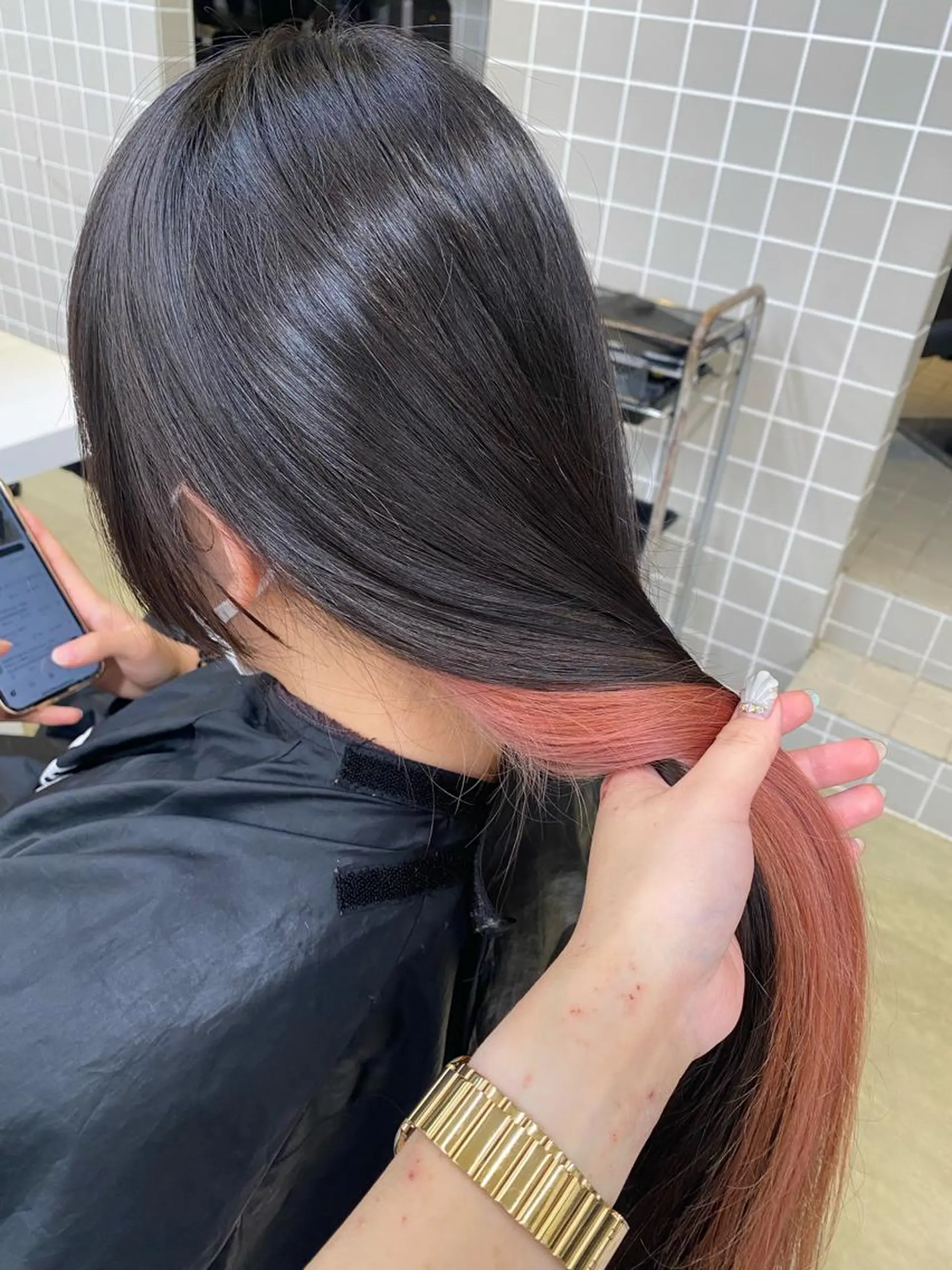 ミディアム カラー ヘアアレンジ キッズ ブリーチ ケアブリーチ ピンクカラー 髪質改善 トリートメント TRU Shino🦋のマツエク・マツパデザイン