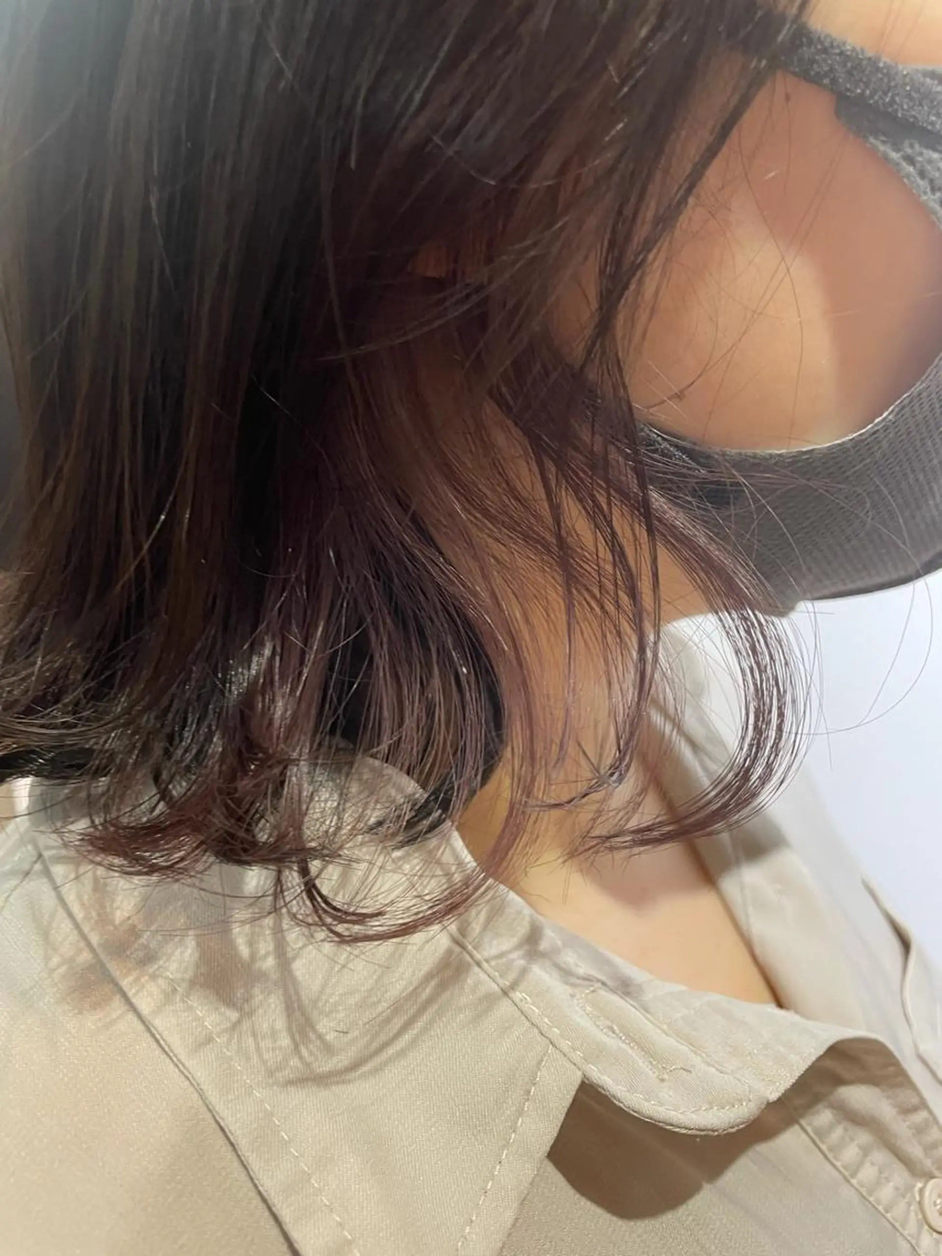 ミディアム カラー イヤリングカラー ラベンダーカラー ショート/脱白髪染め ☆宇﨑悠実のヘアスタイル