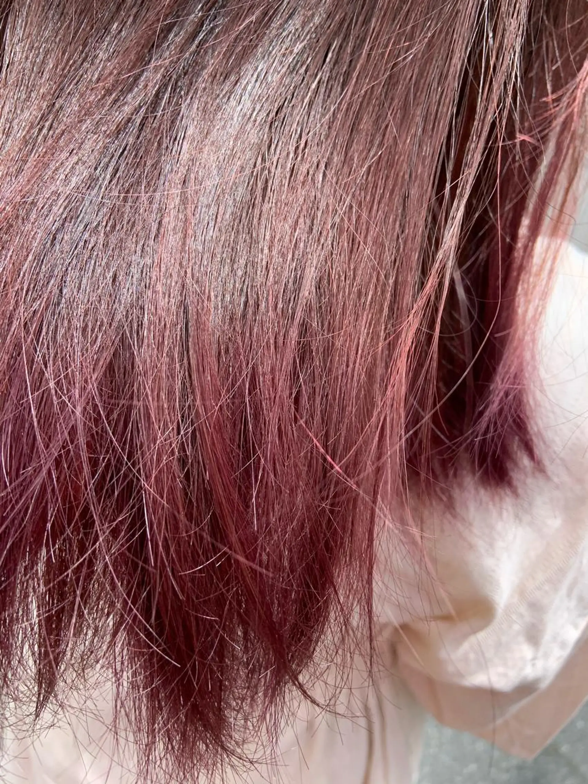 セミロング カラー ヘアアレンジ ピンクカラー 韓国hair🦋 Nanaのヘアスタイル