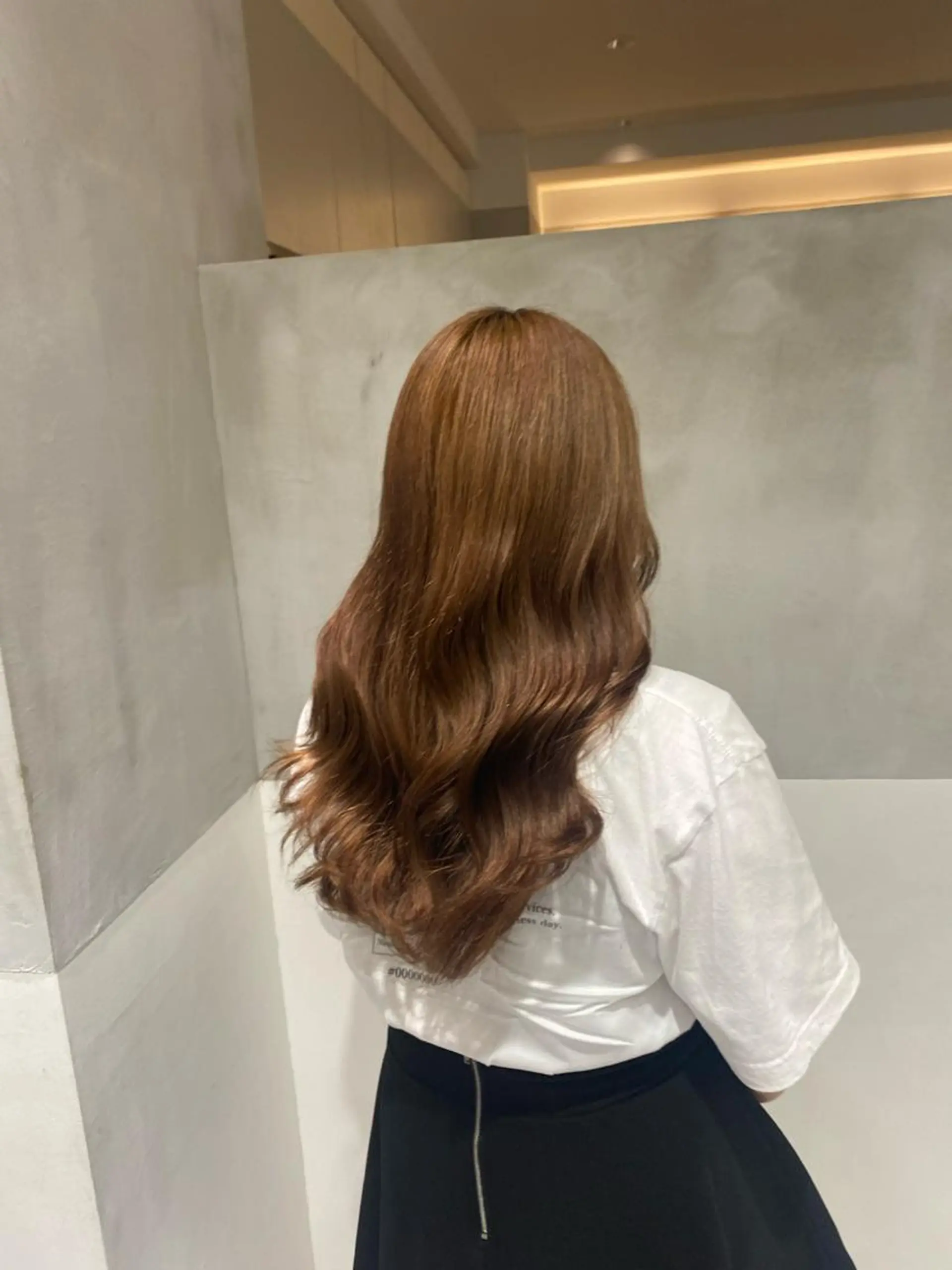 ロング カラー ベージュカラー オレンジ オレンジベージュ ヘアカラー トリートメント ヘアセット ナチュラル/韓国💎 haruka 💎のヘアスタイル