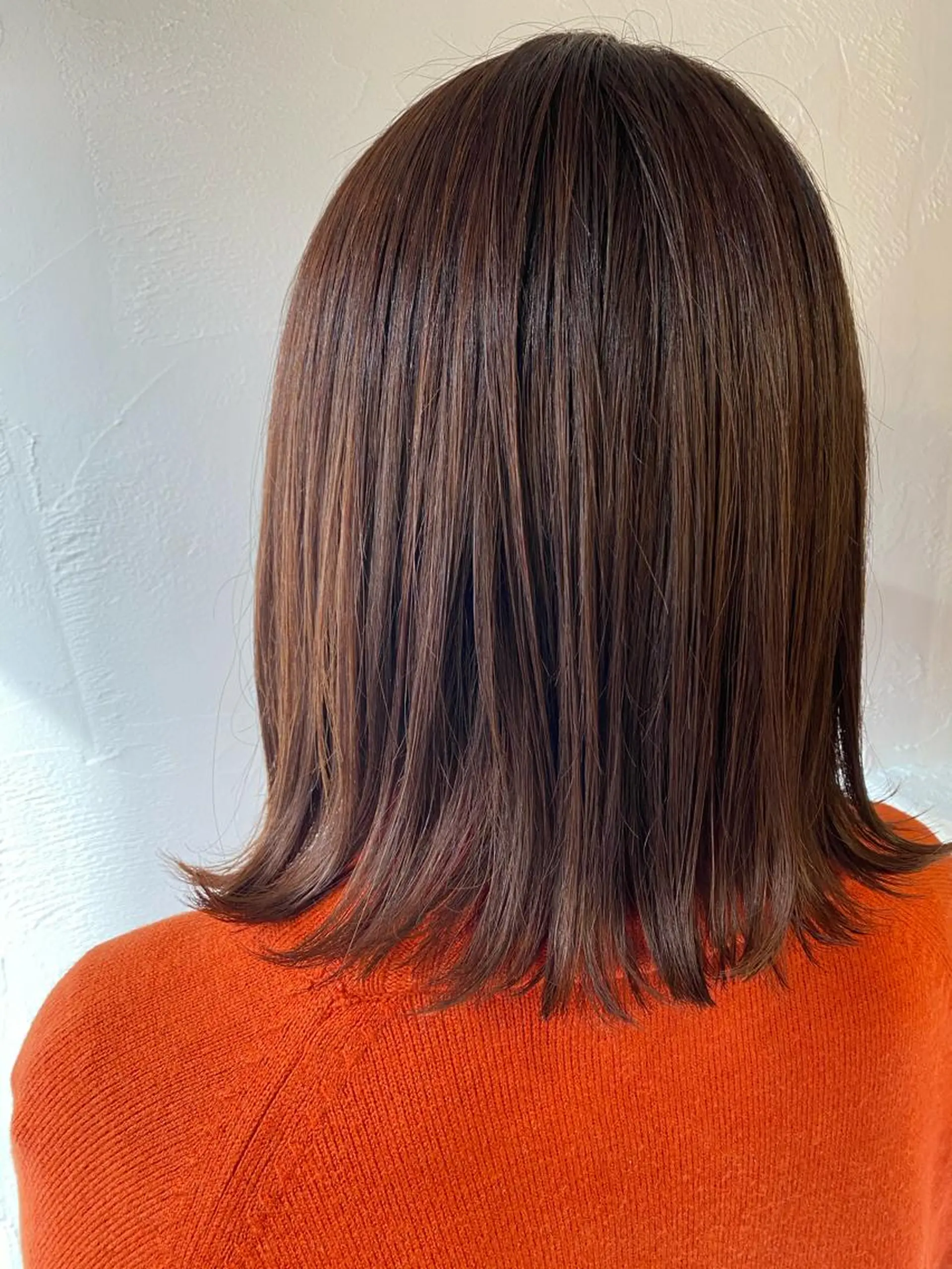 ミディアム ボブ カット ヘアカラー トリートメント TOMOKO 髪質改善💫縮毛矯正のヘアスタイル