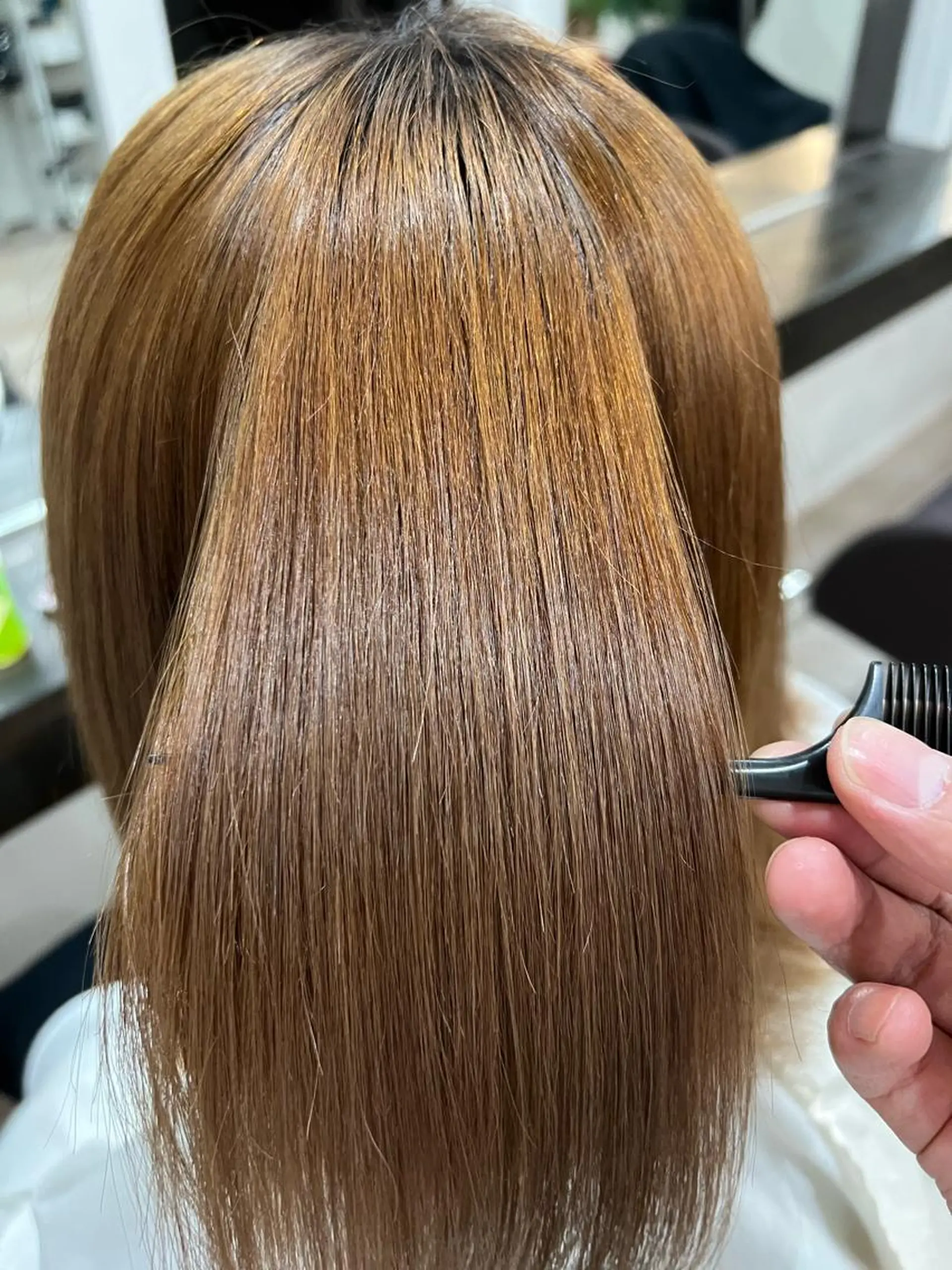 ミディアム カット 縮毛矯正 トリートメント TSUBAKI /グランディールのヘアスタイル