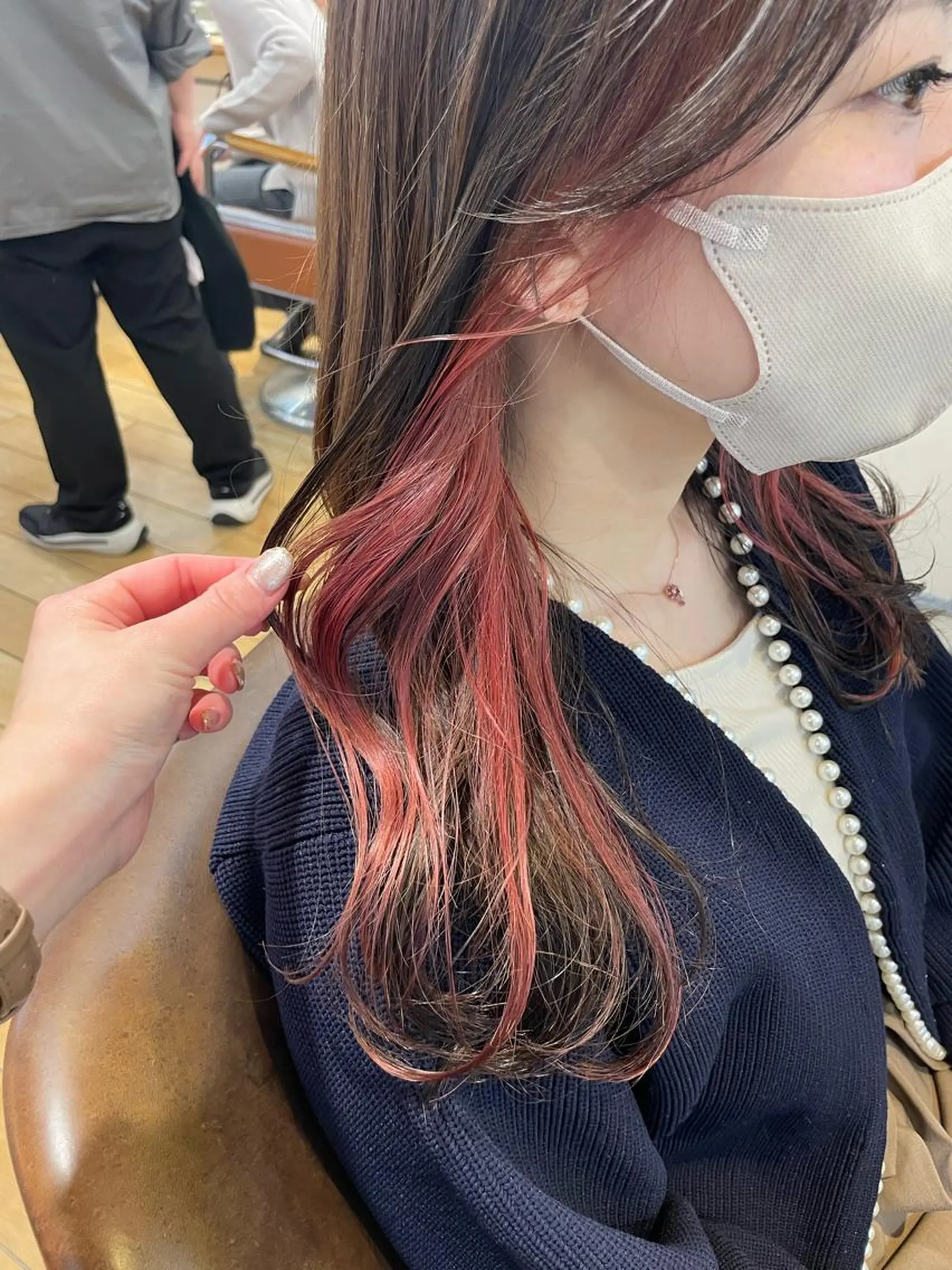 ロング カラー インナーカラー レッドカラー ヘアカラー ✨カラー支持No.1 🧸ワキ カナコ🧸のヘアスタイル