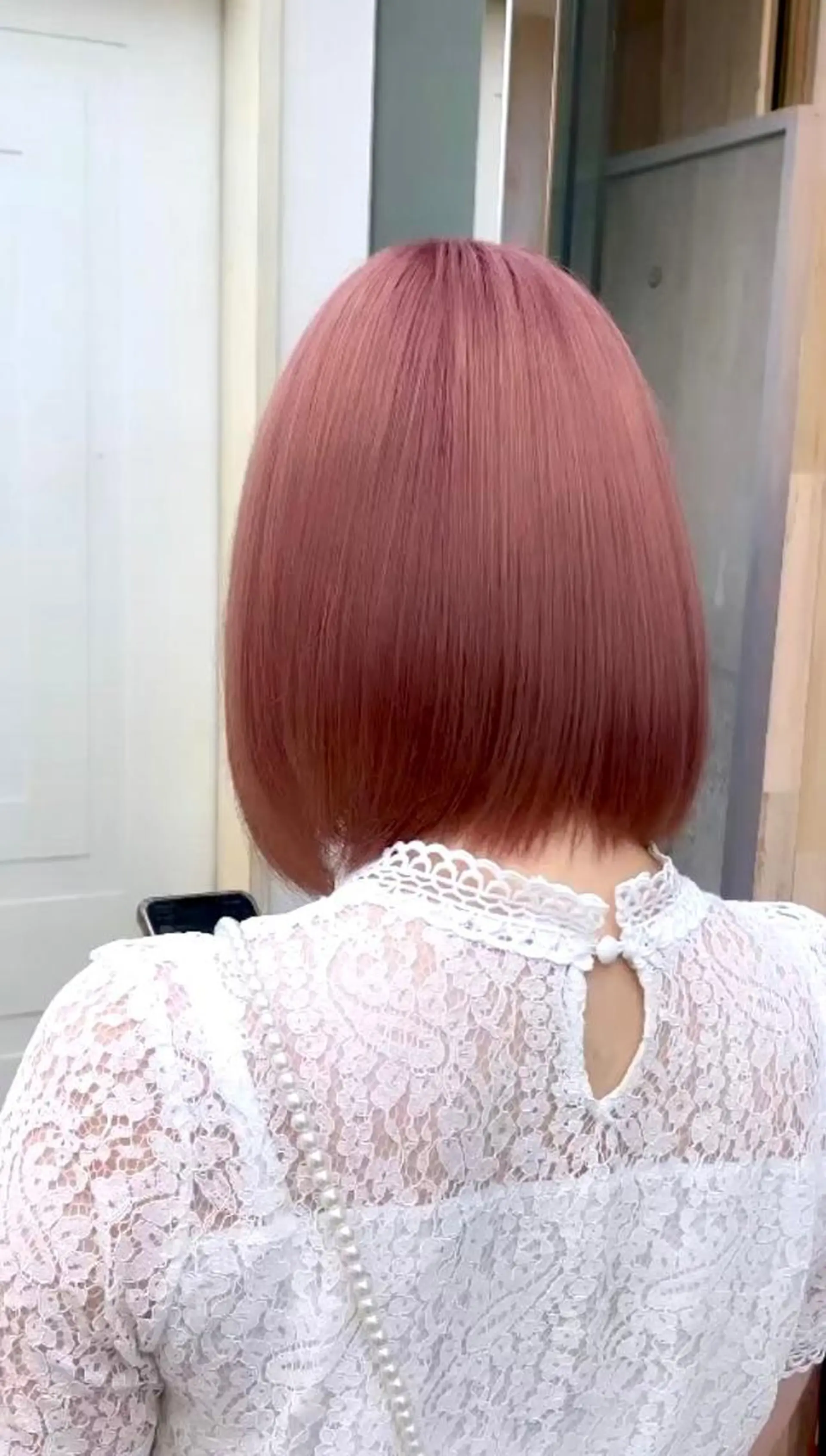 ミディアム アッシュ ミストバング パープルカラー ボブ デート カット ヘアカラー トリートメント N° anfeel 渋谷🪞🫧のヘアスタイル