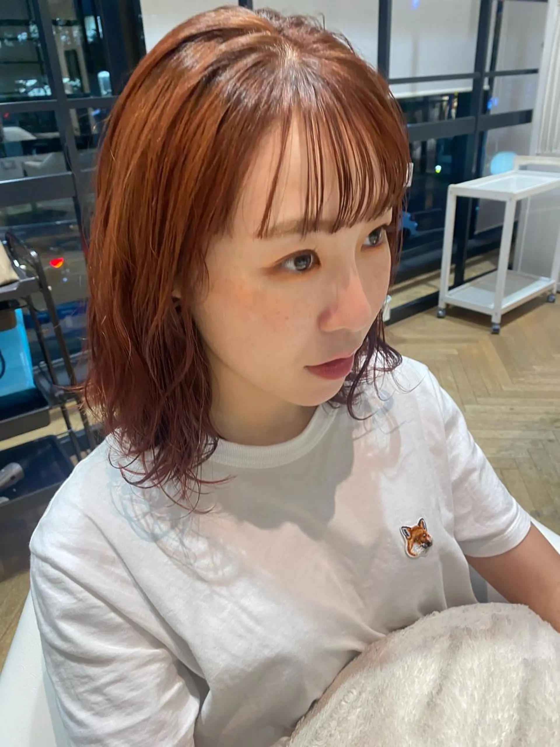 ミディアム カラー ミディアムパーマ 増井 彩乃のヘアスタイル