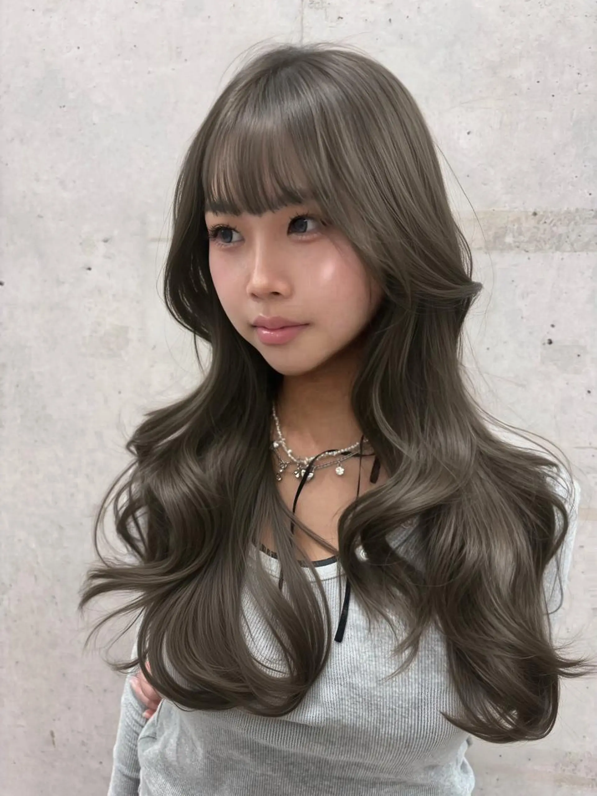 カラー セミロング 透明感カラー グレージュ オリーブグレージュ オリーブグレー ヘアカラー トリートメント 韓国ヘア💖Wカラー 💖透明感カラー💖のヘアスタイル
