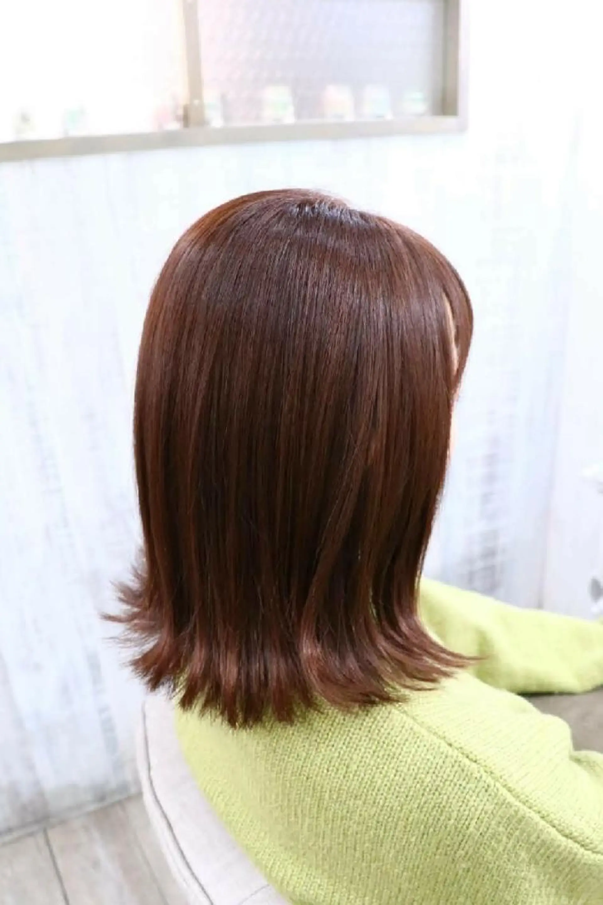カラー ミディアム ベージュカラー オレンジ オレンジベージュ ボブ 外ハネヘア フジタミキ ✨メテオ TR、ヘッドスパのヘアスタイル