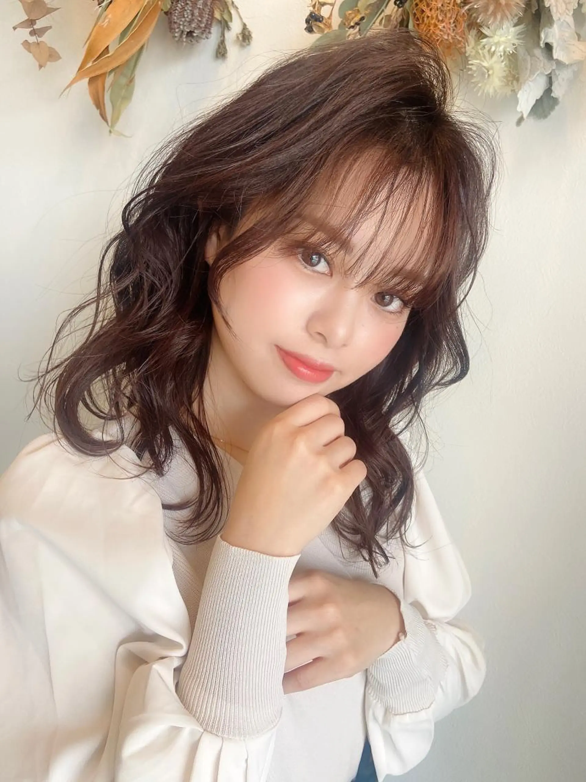 セミロング 柏韓国ヘア 白石芽衣のヘアスタイル