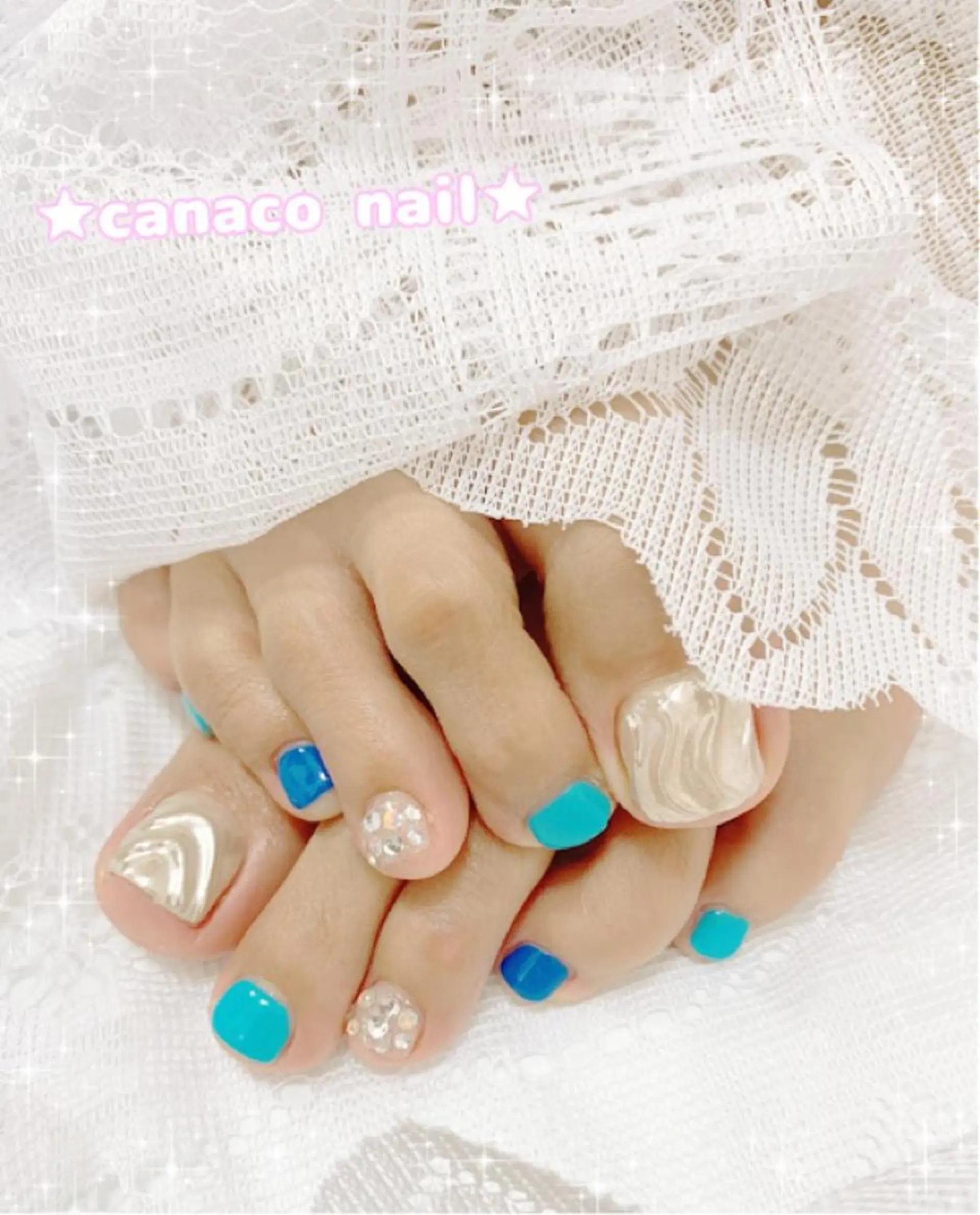 ネイル フットネイル ミラーネイル 夏ネイル ベテランネイル cnc nailのネイルデザイン