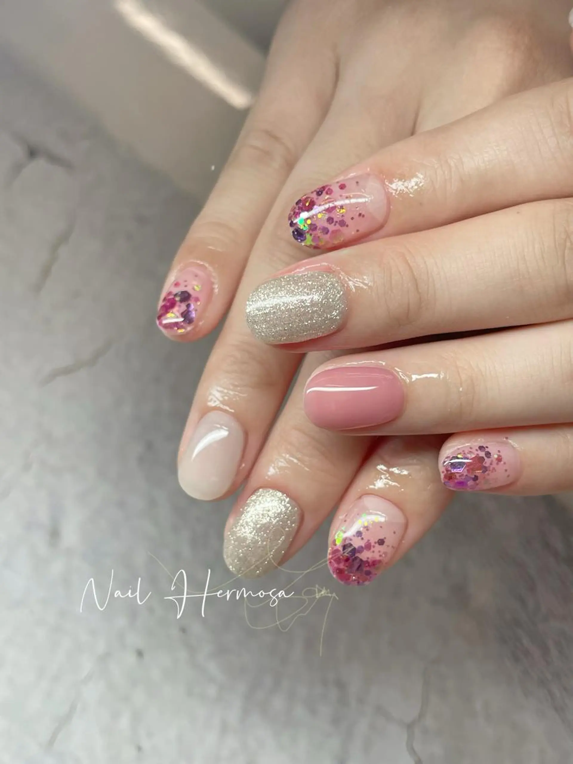 ネイル 桜ネイル 長さ出し フラッシュネイル フラワーネイル フットネイル ハンドネイル ネイル エルモサのネイルデザイン