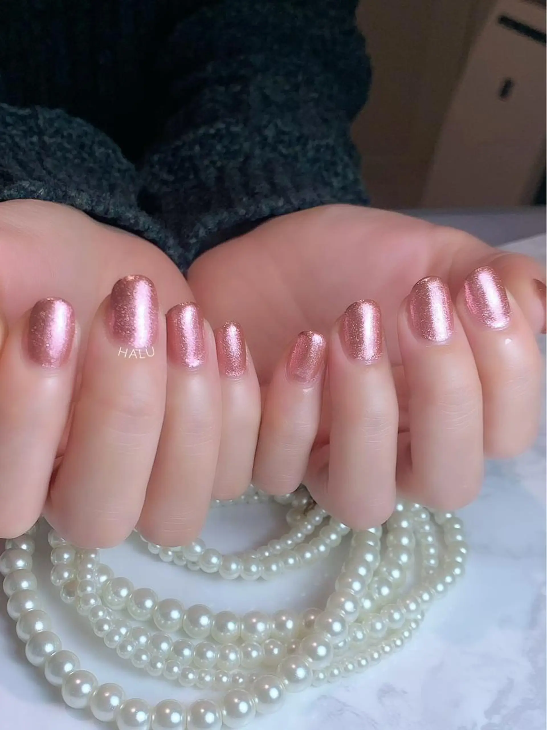 ネイル ラメ(グリッター) ピンク HALU ハルのネイルデザイン