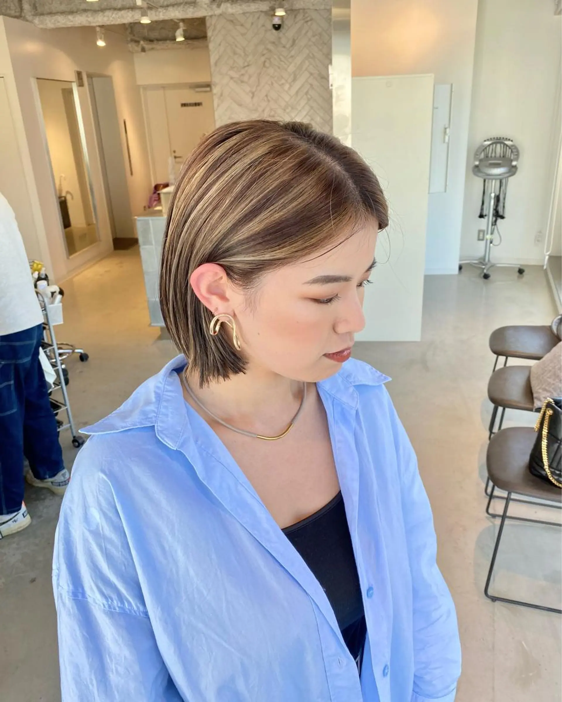 ミディアム ヘアアレンジ ボブ ハイライト ヘアカラー トリートメント 💎夏葵 ハイライト /デザイン指名No1のヘアスタイル