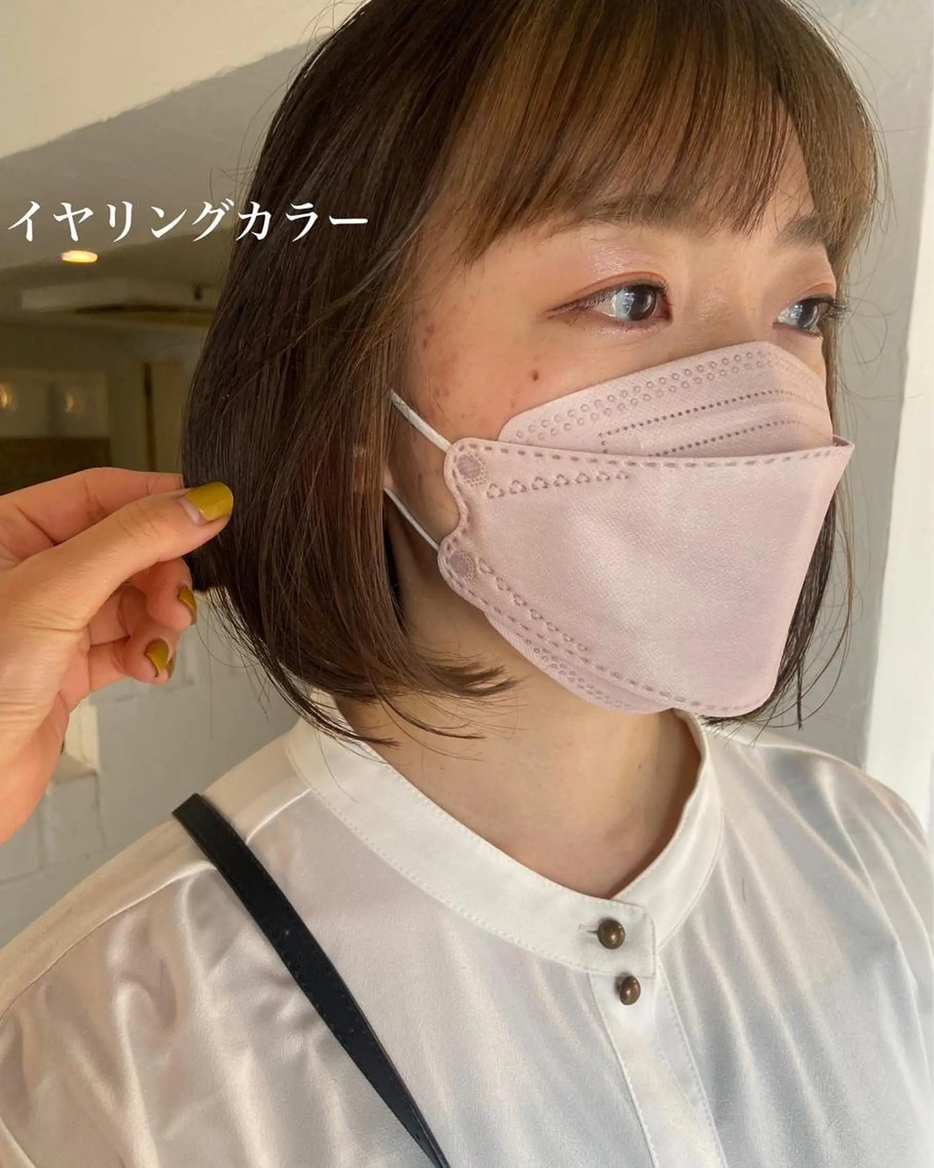 ショート カラー ヘアアレンジ ミストバング イヤリングカラー  フェイスフレーミング インナーカラー ヘッドスパで脳を 整える✨chacoのヘアスタイル