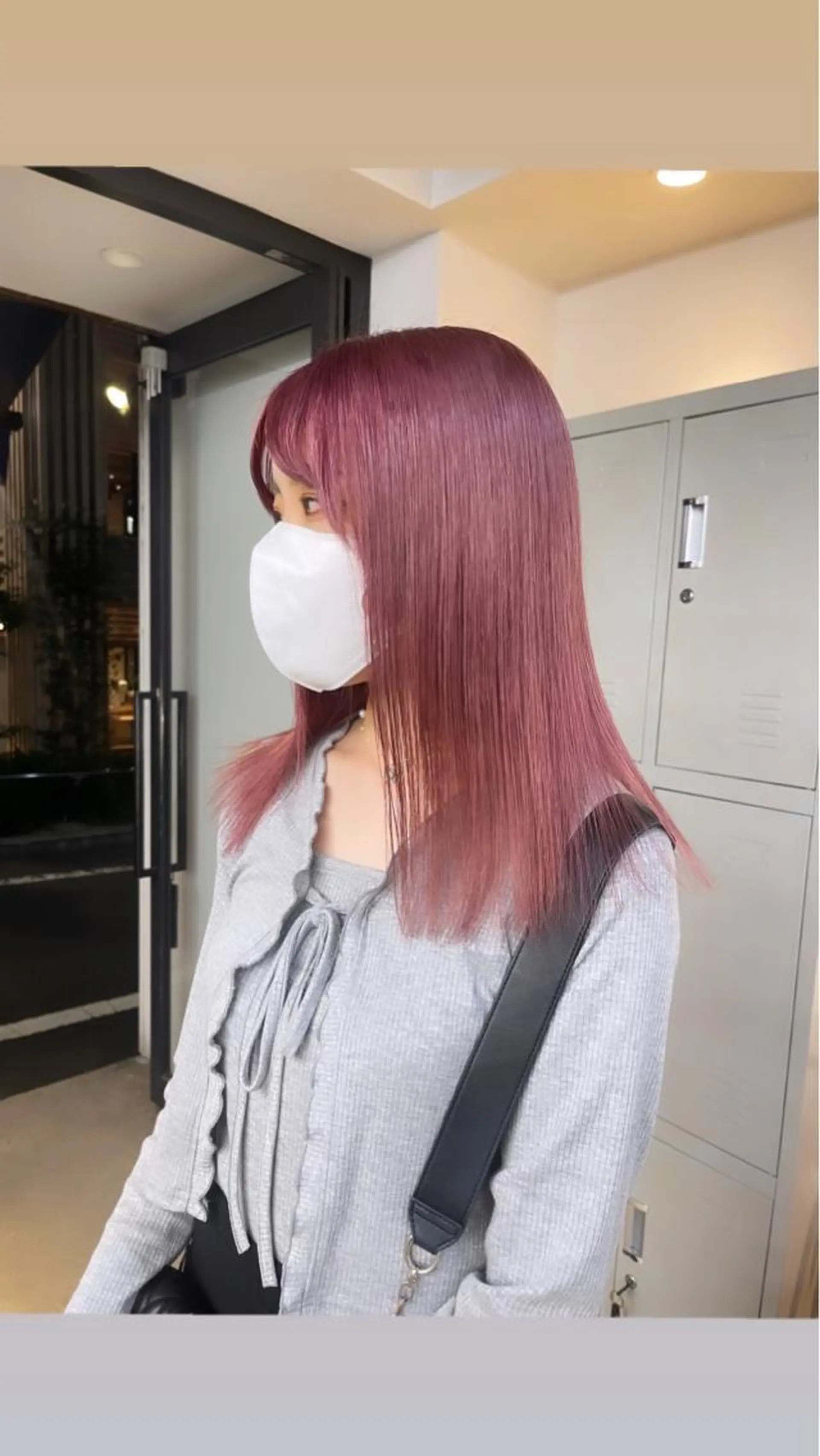 セミロング カラー ベージュカラー ブリーチ ピンクカラー ピンクベージュ ヘアカラー トリートメント 渋谷ケアブリーチ Suuのヘアスタイル
