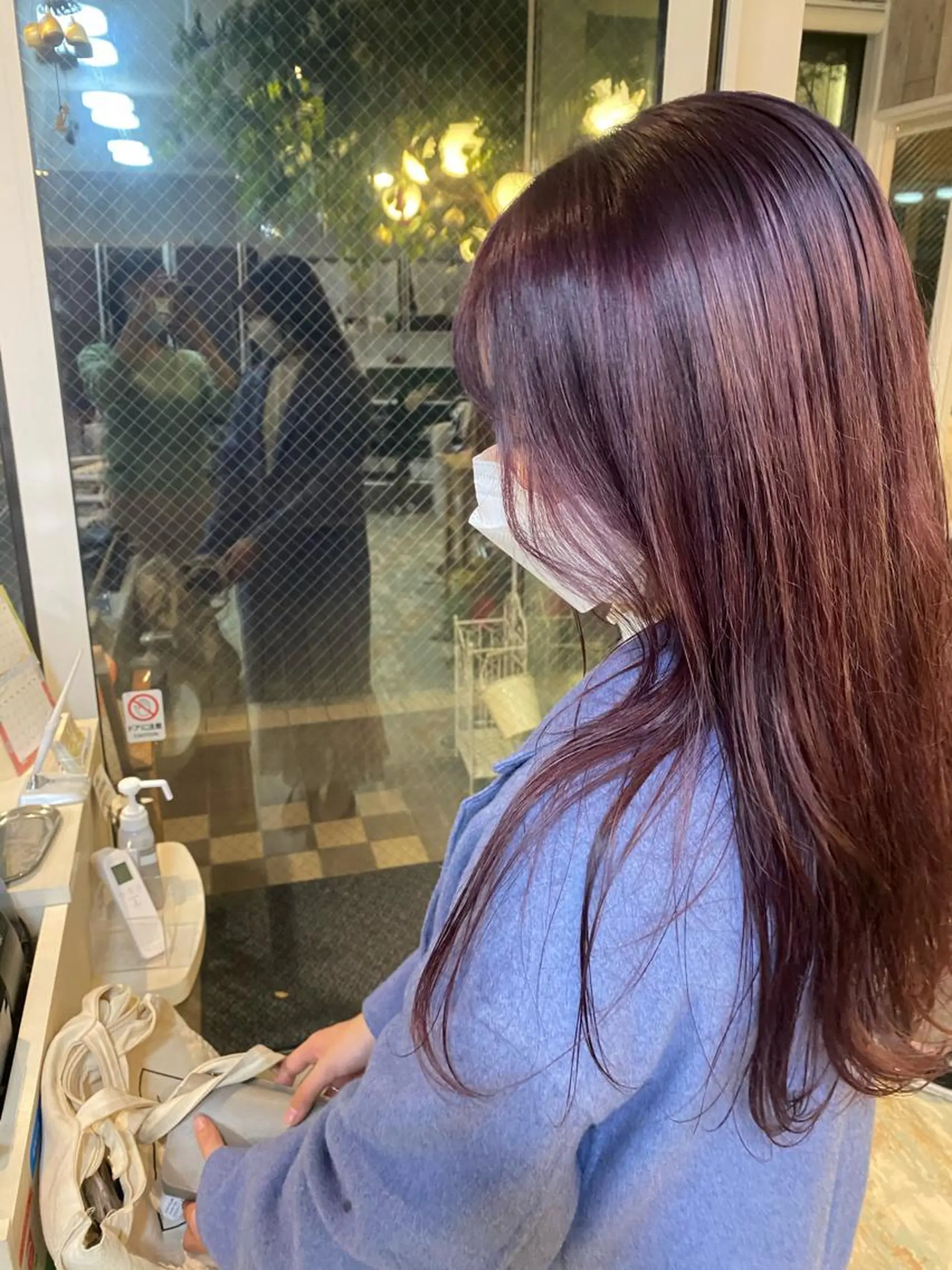 セミロング パープルカラー ショートカット 💙hiyoriのヘアスタイル