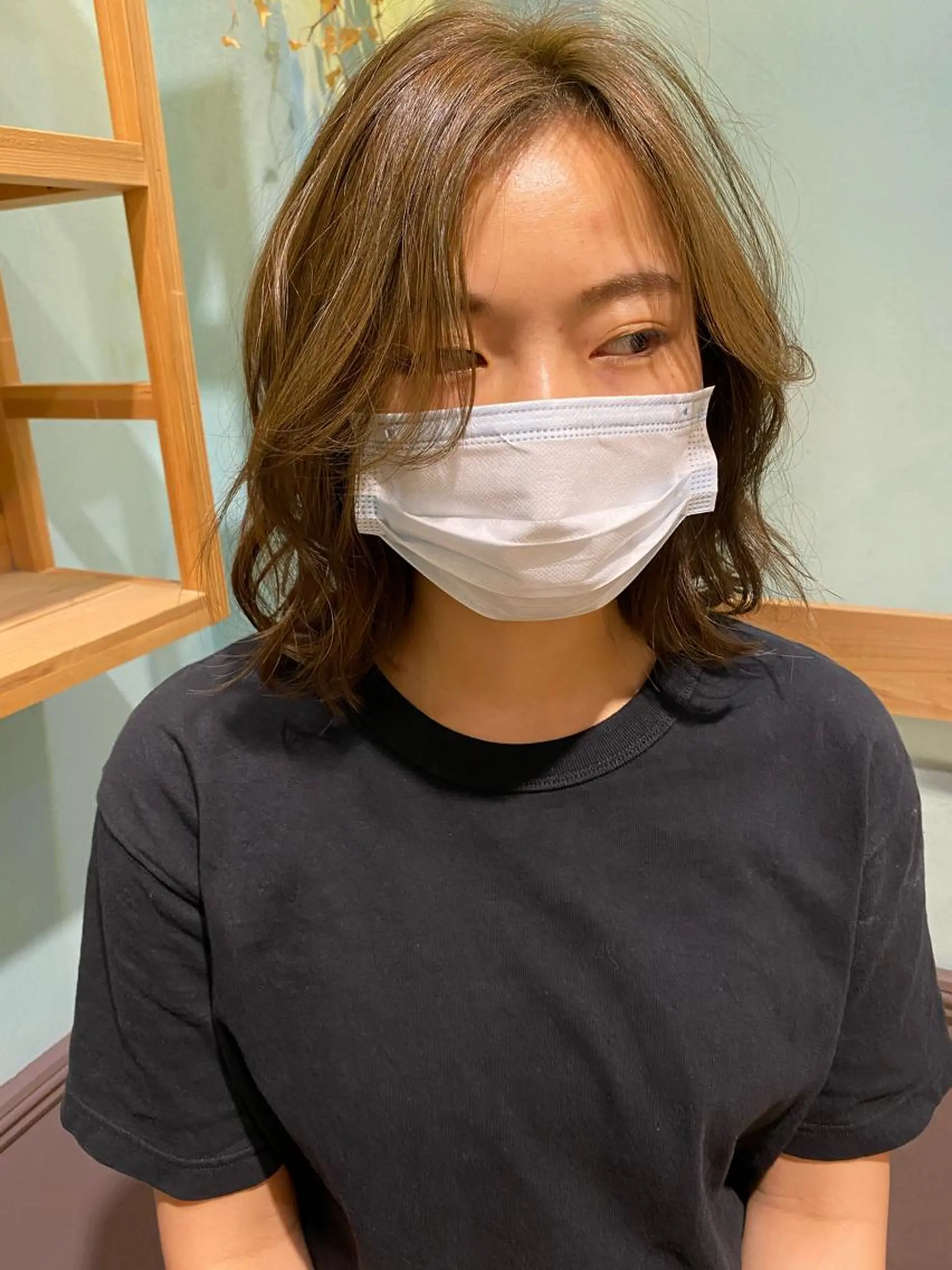 ミディアム カラー ブリーチ ブリーチなしカラー ショート& パーマ　坂本のヘアスタイル