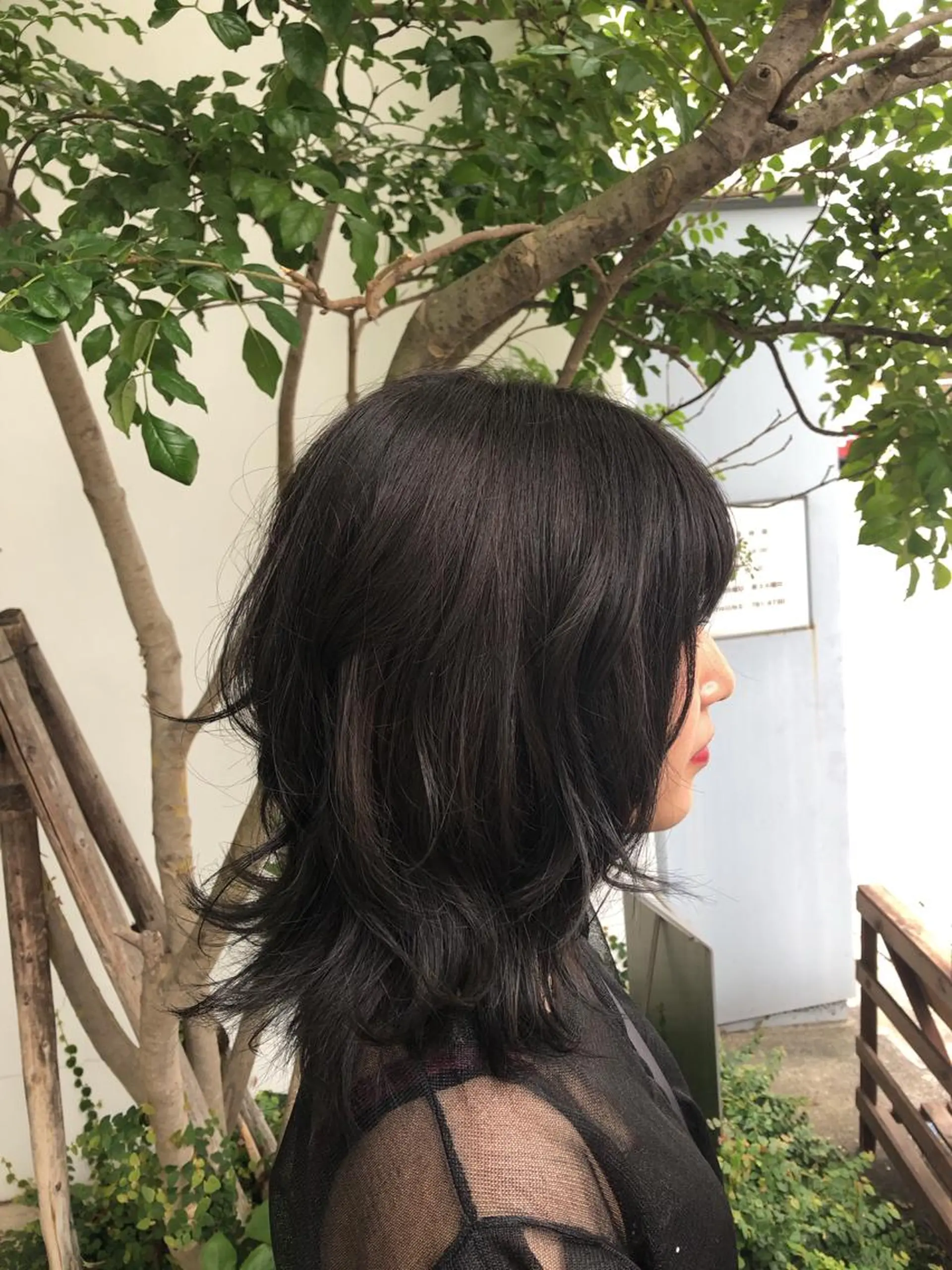 ミディアム カラー 黒髪 ブルーカラー ブルーブラック カット ヘアカラー トリートメント 千種区/くせ毛カット /尾島光季のヘアスタイル