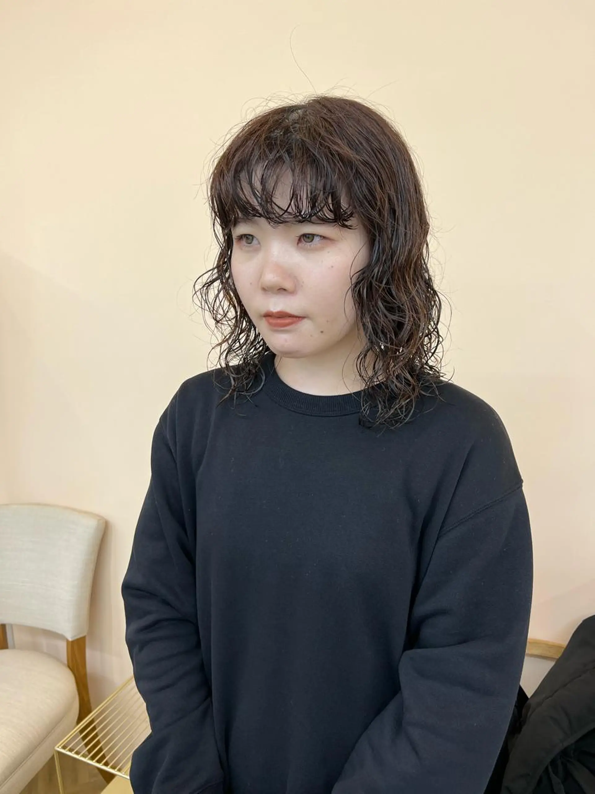 ミディアム パーマ 舟橋耀/ブリーチカラ ー/レイヤーカットのヘアスタイル