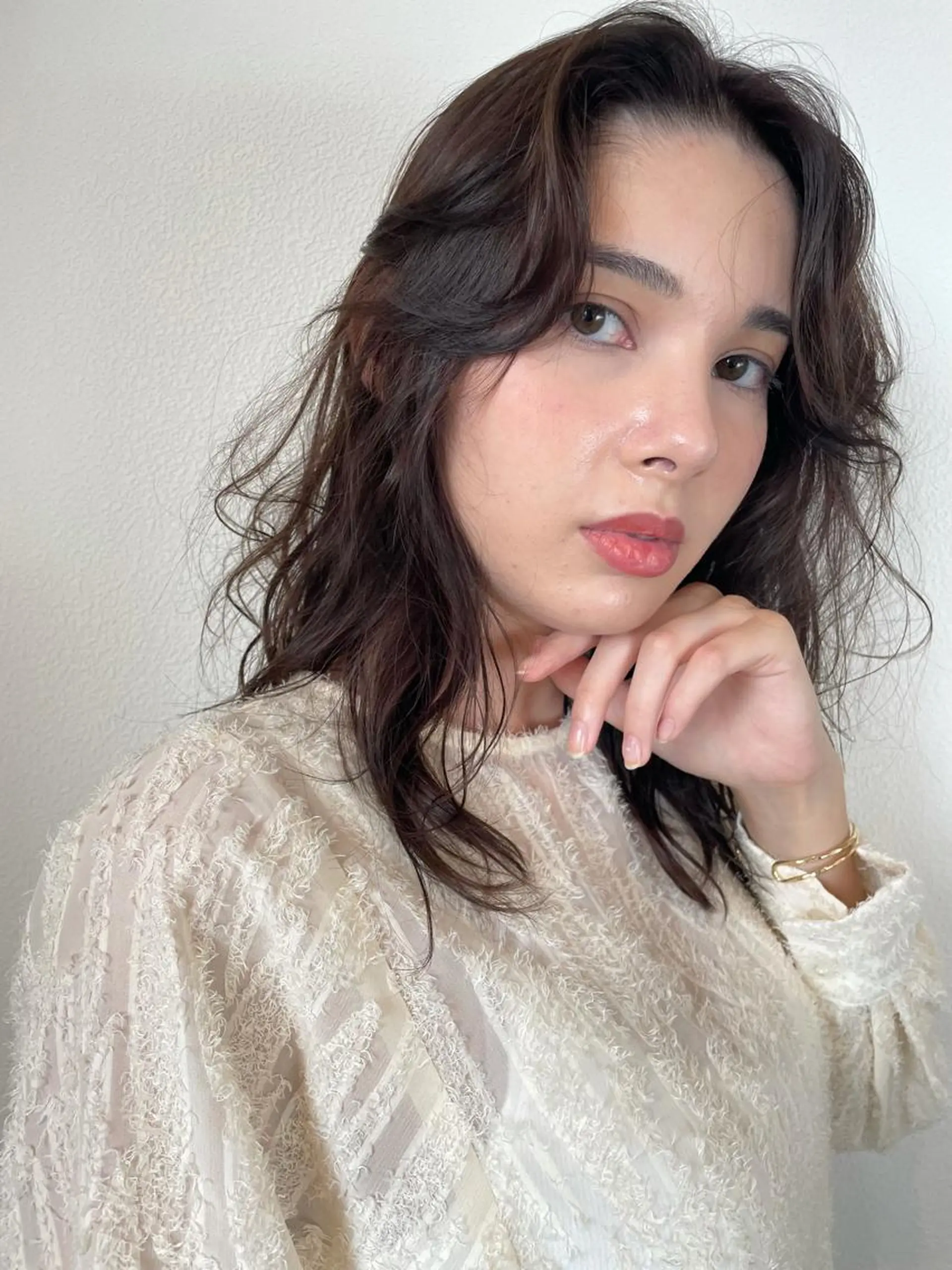 ミディアム カラー アディクシーカラー ベージュカラー ブリーチ 透明感カラー グレージュ 🩰オリーブ/ ベージュ松本咲花🩰のヘアスタイル