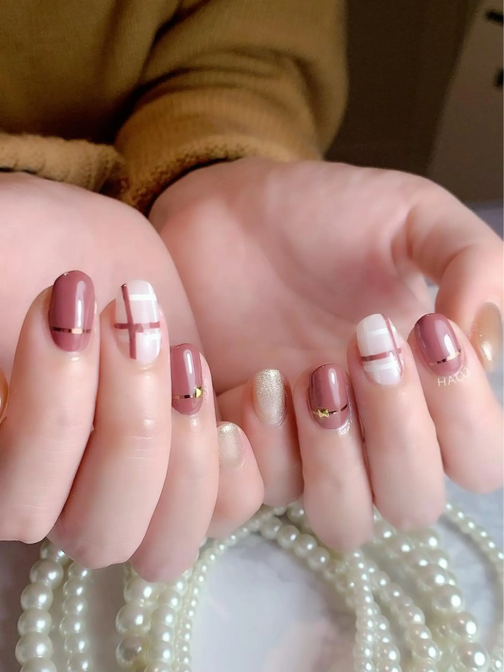 ネイル ブラウン HALU ハルのネイルデザイン