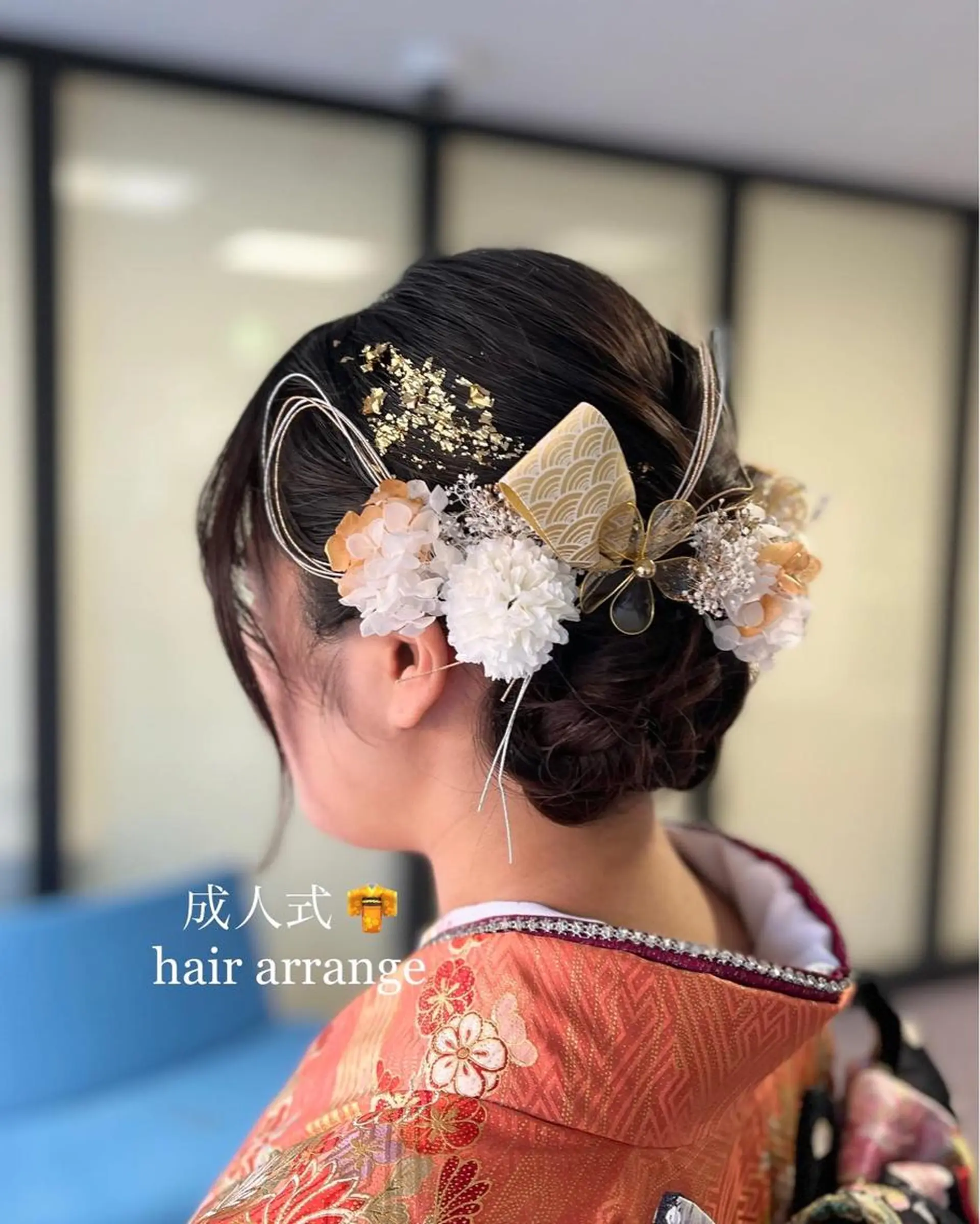 セミロング ヘアアレンジ 成人式 堀口 彩佳のヘアスタイル
