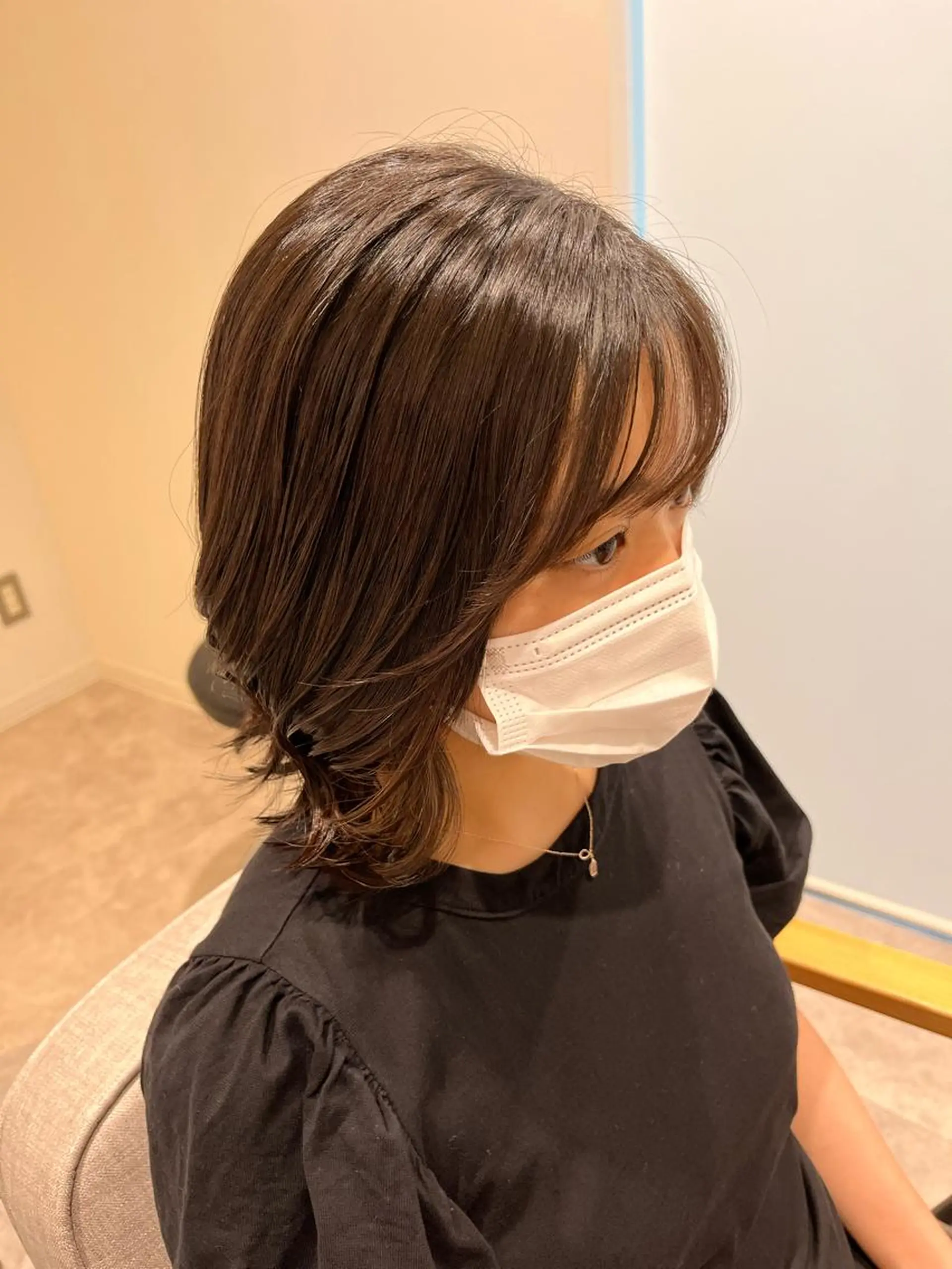 ミディアム ボブ 髪質改善 韓国風ヘア シースルーバング 縮毛矯正 カット ヘアカラー ヘアセット 👑👑👑👑工藤 敬👑👑👑👑のヘアスタイル