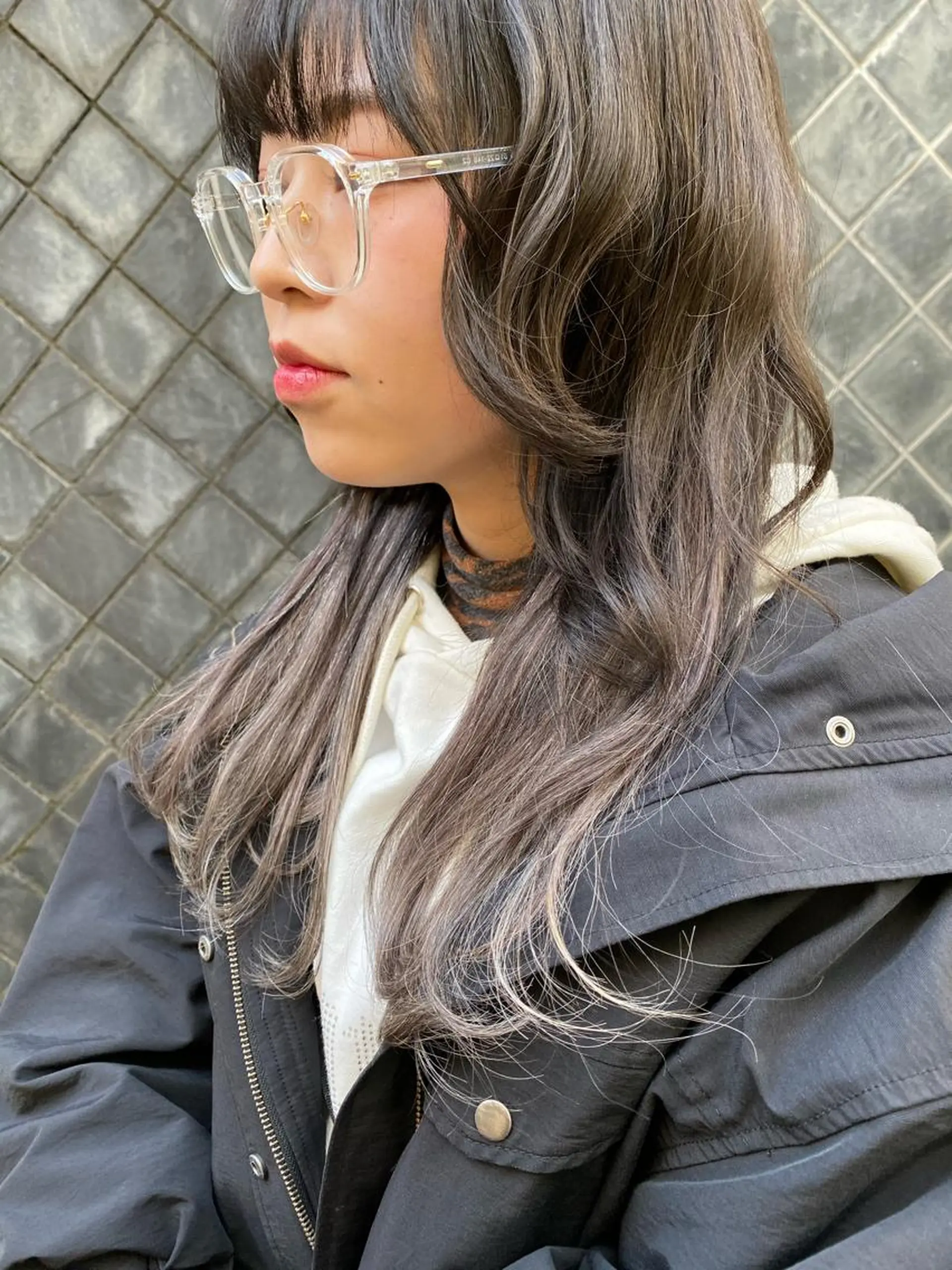 セミロング カット エクステ レイヤーウルフ エクステ磯部のヘアスタイル