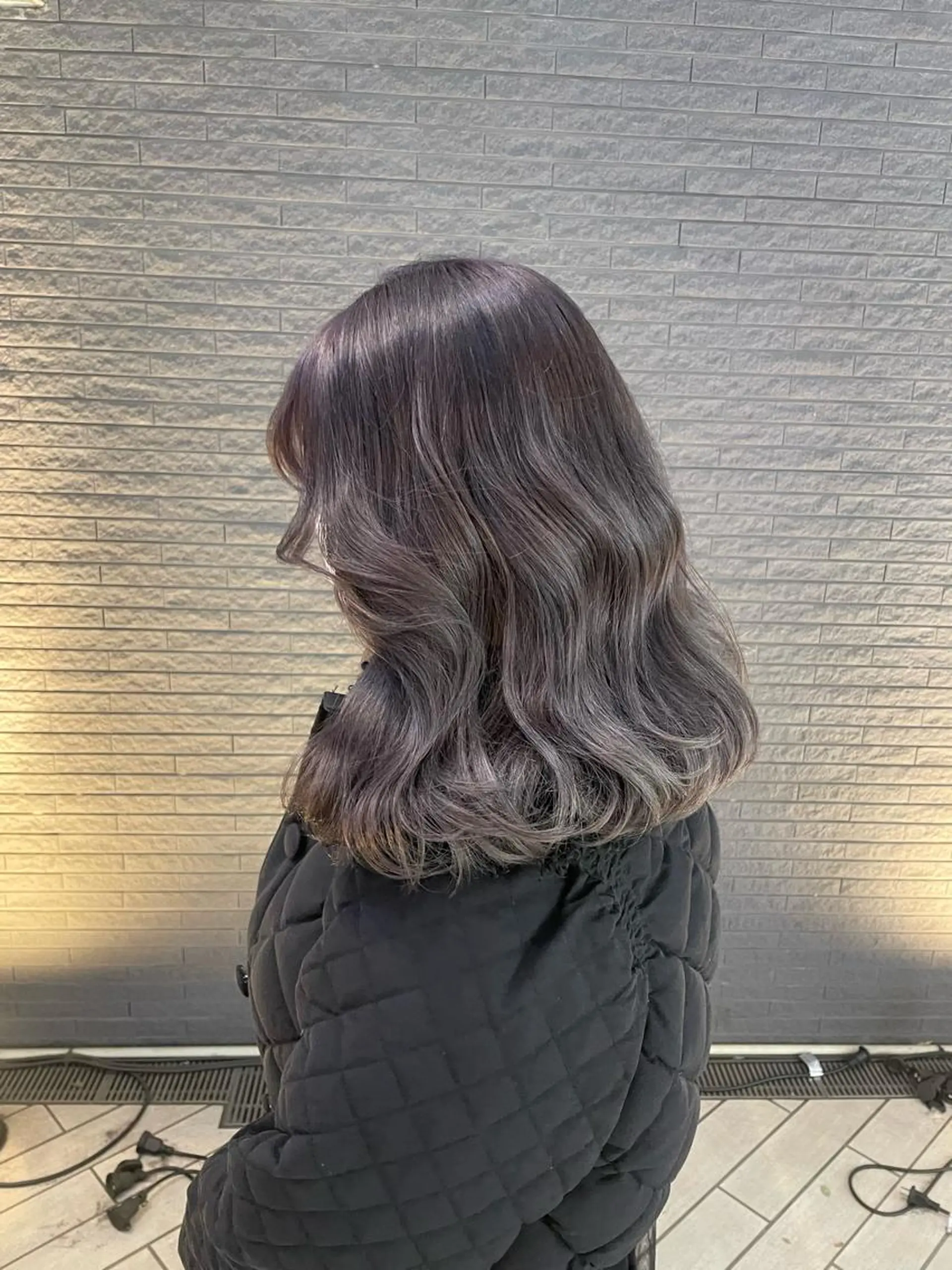 ミディアム カラー ヘアアレンジ 透明感カラー ラベンダーカラー ラベンダーグレー ハッシュカット/ 韓国ヘア☽⋰mahoのヘアスタイル