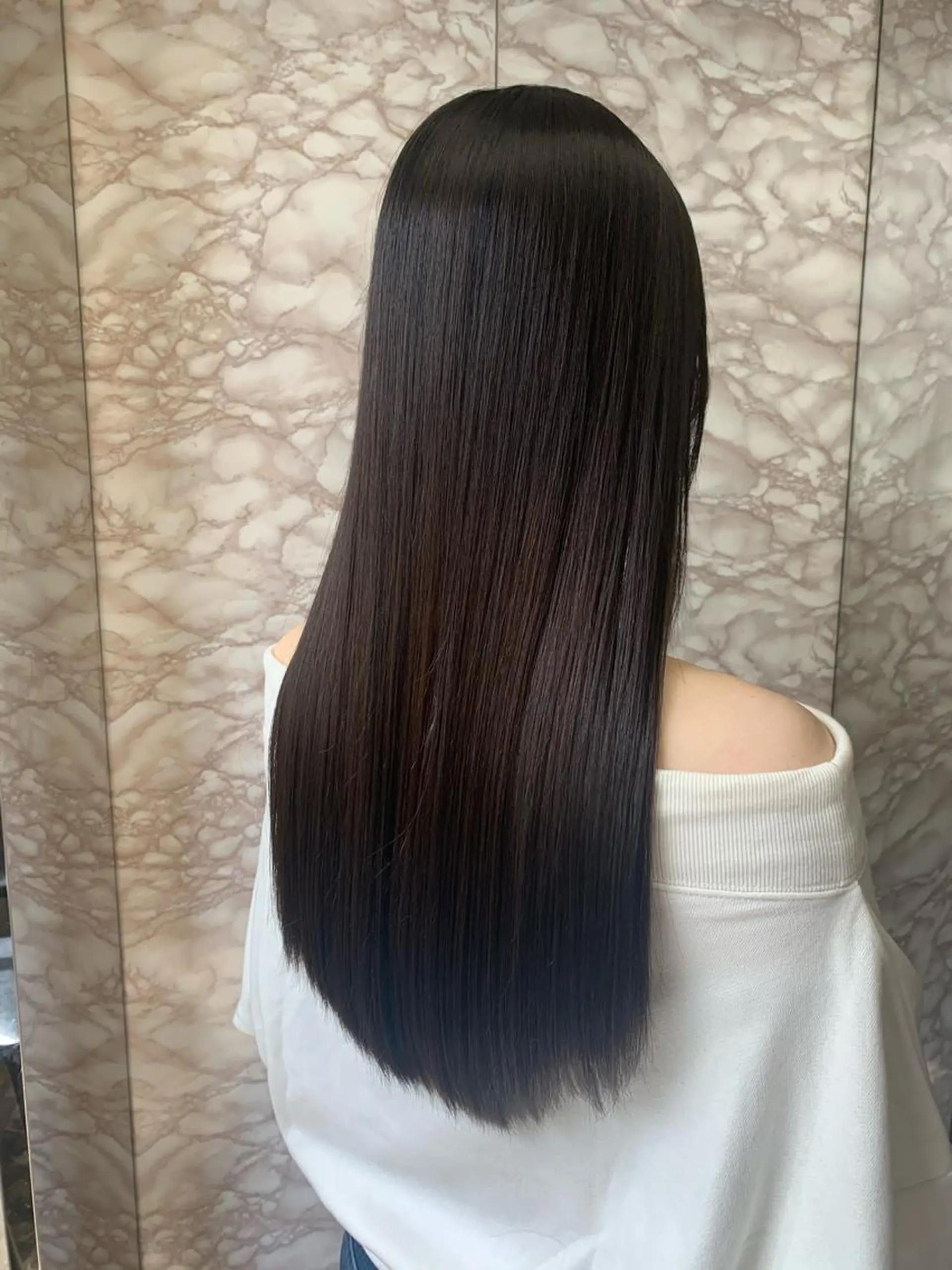 ロング カラー カット 縮毛矯正 グレージュカラー🤎 mai🤎のヘアスタイル