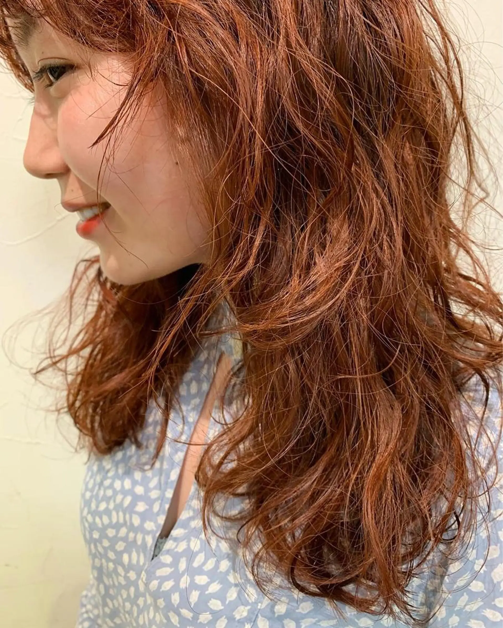 カラー オレンジ 髪質改善ストレート/ ブリーチ／渋谷　福田のヘアスタイル