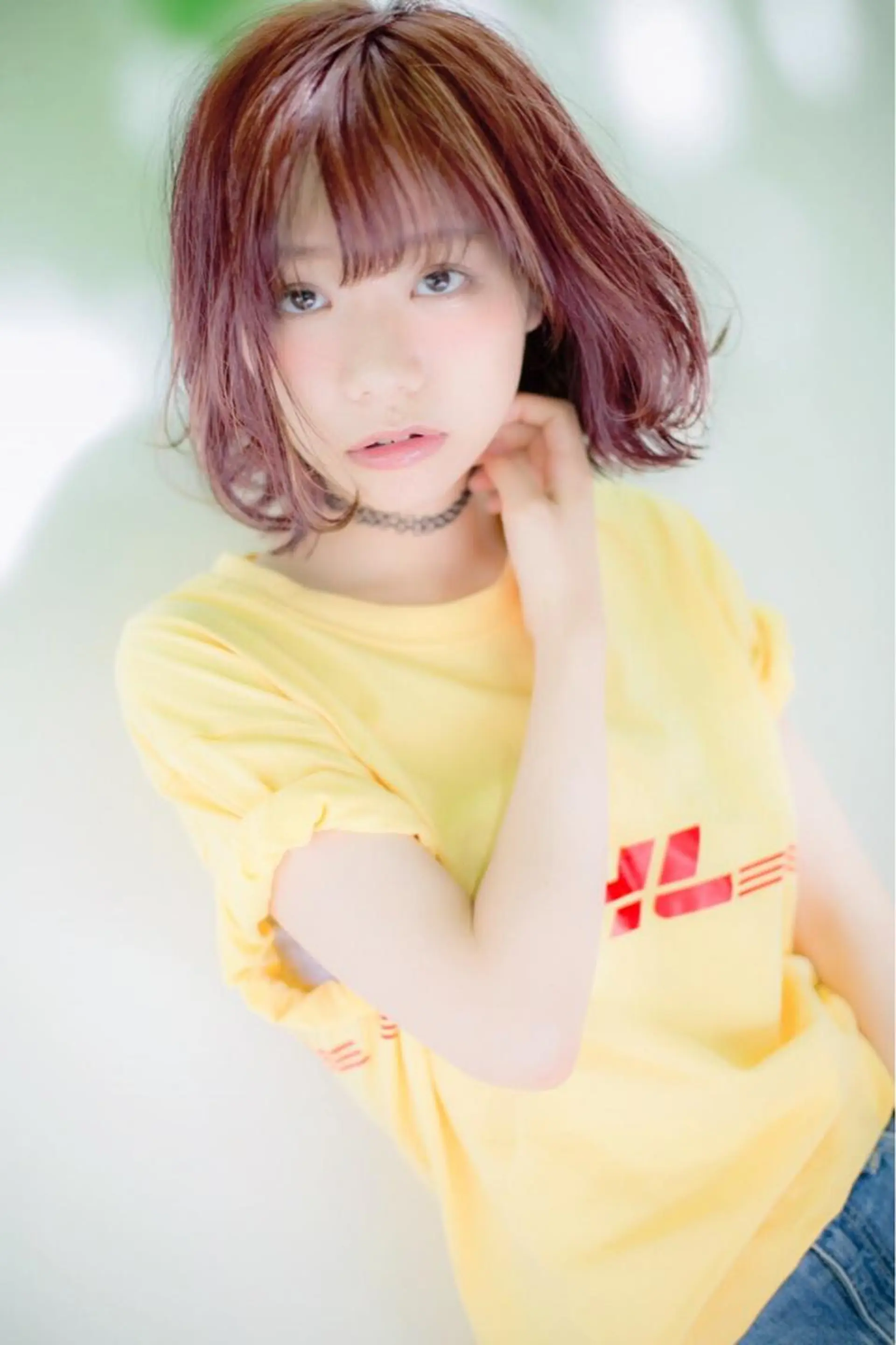 ミディアム カラー パーマ ハイライトカラー ピンクカラー ボブ ハイライト カット インナーエクステ渋谷 🦋KAJIのヘアスタイル