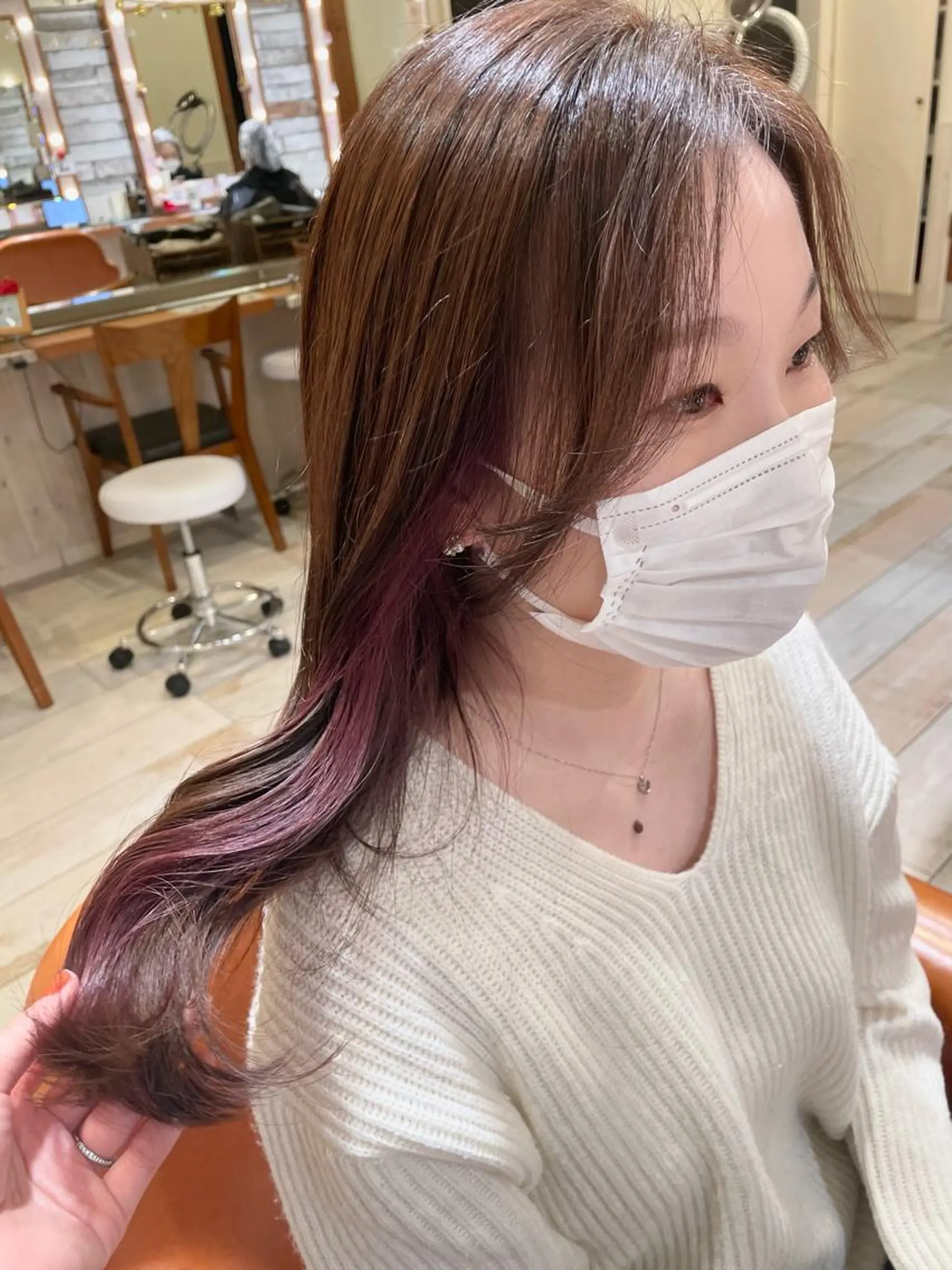 ロング カラー ベージュカラー 透明感カラー イヤリングカラー 清水　ちひろ ✄トップスタイリストのヘアスタイル