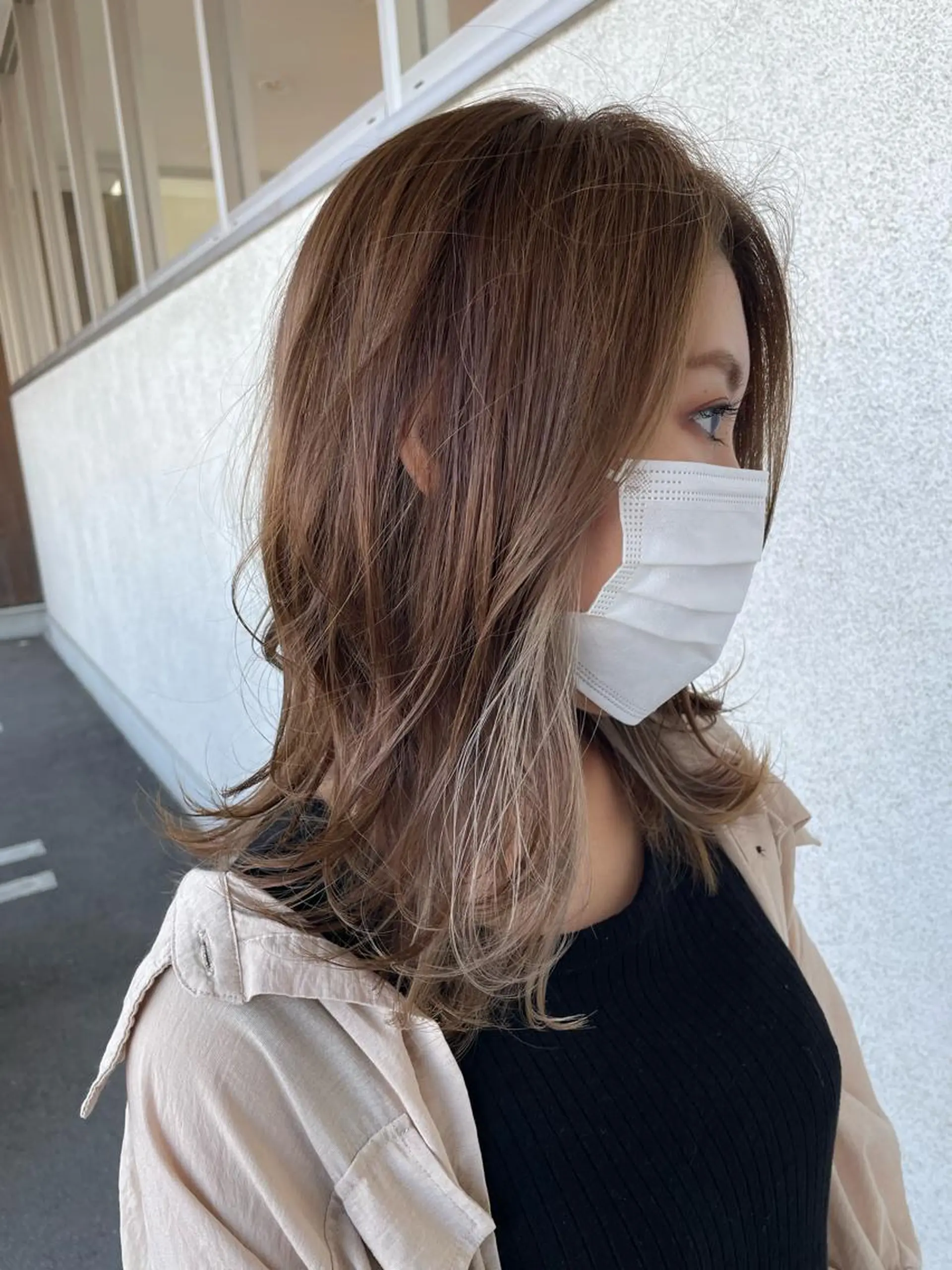 セミロング カラー 豊永 椋哉のヘアスタイル