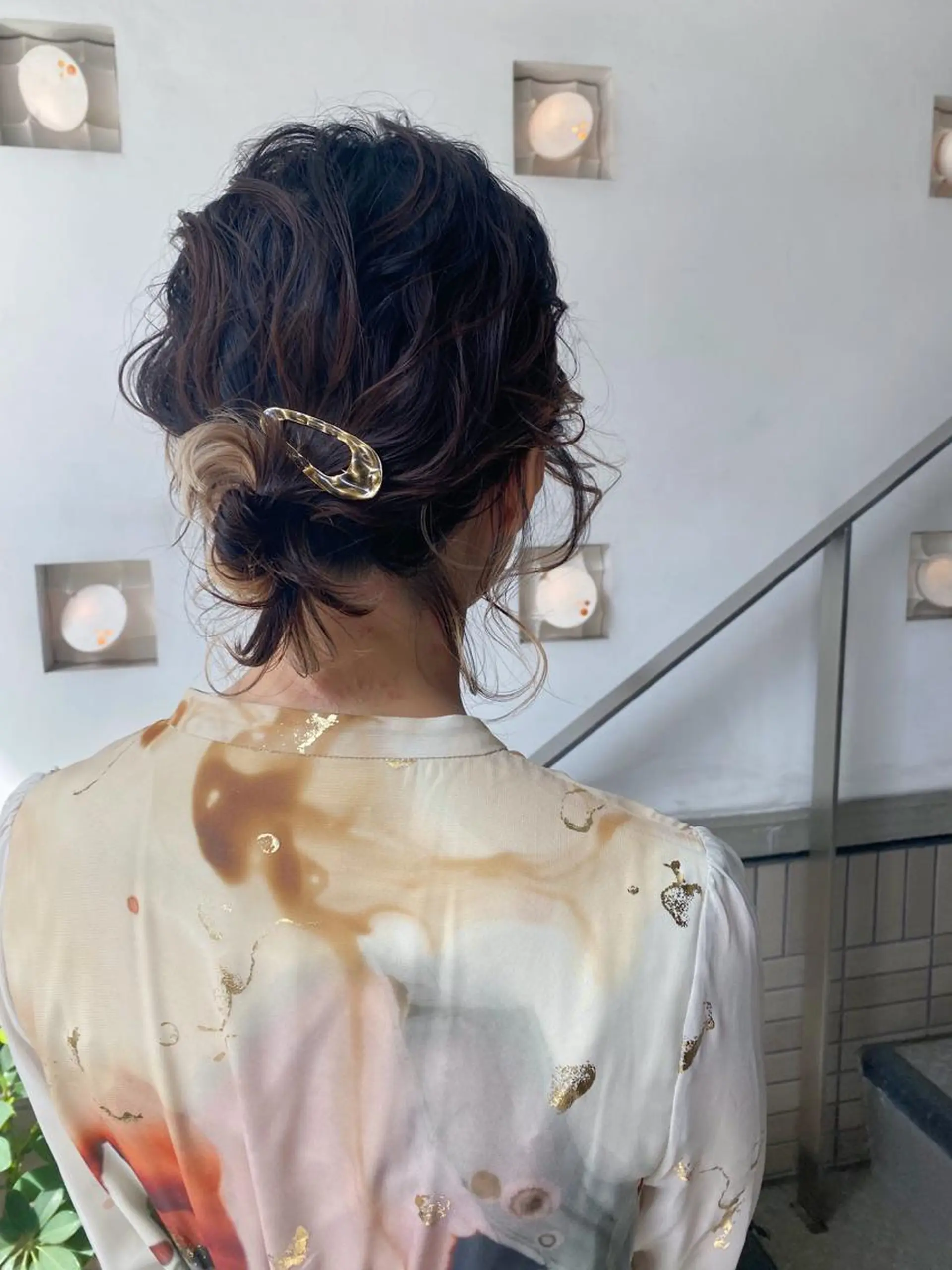 ミディアム カラー ヘアアレンジ お団子ヘア ナカジマ ボブ/レイヤーのヘアスタイル