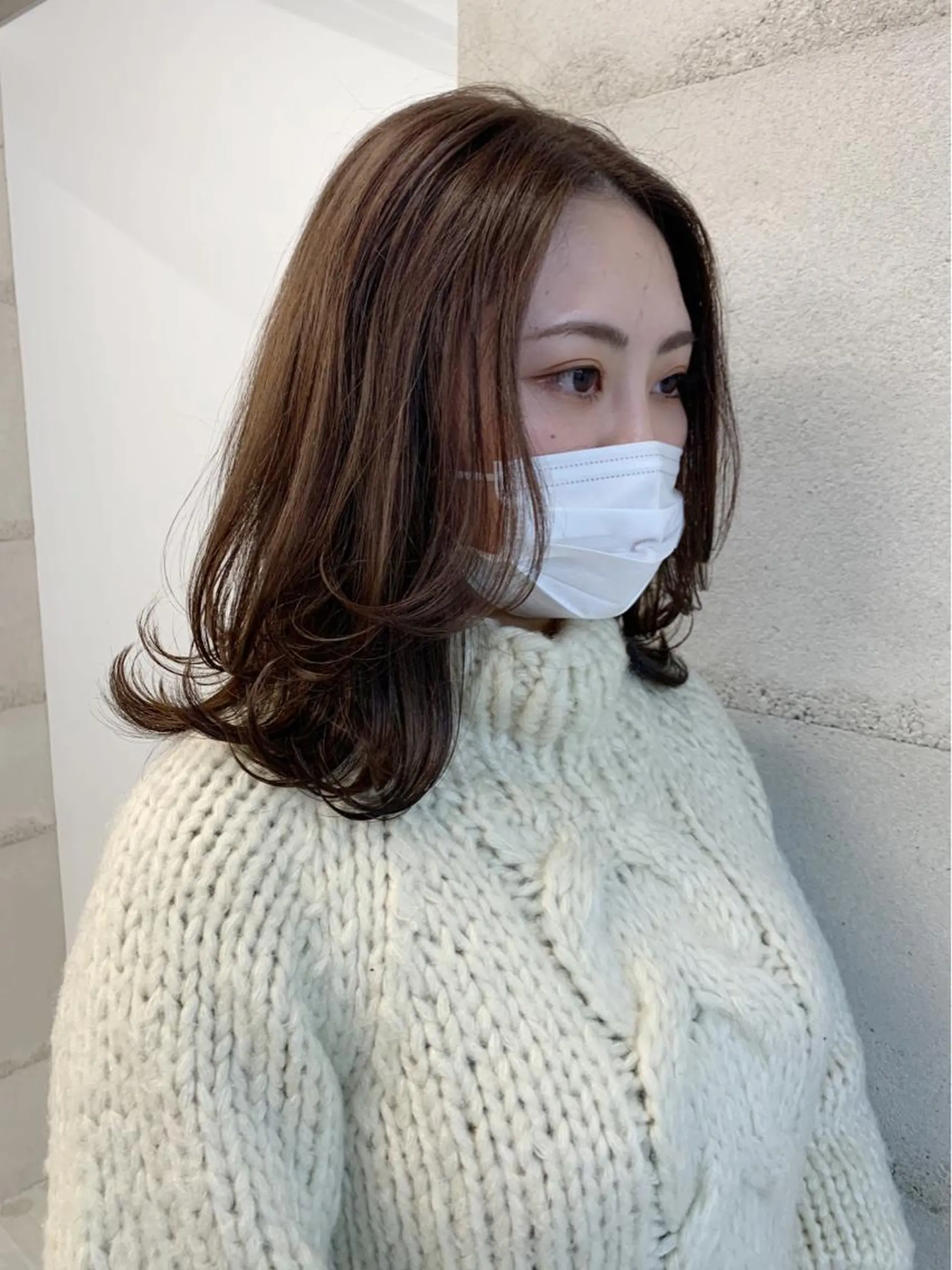 ミディアム カラー 透明感/オリーブ/ グレージュ/YUKAのヘアスタイル