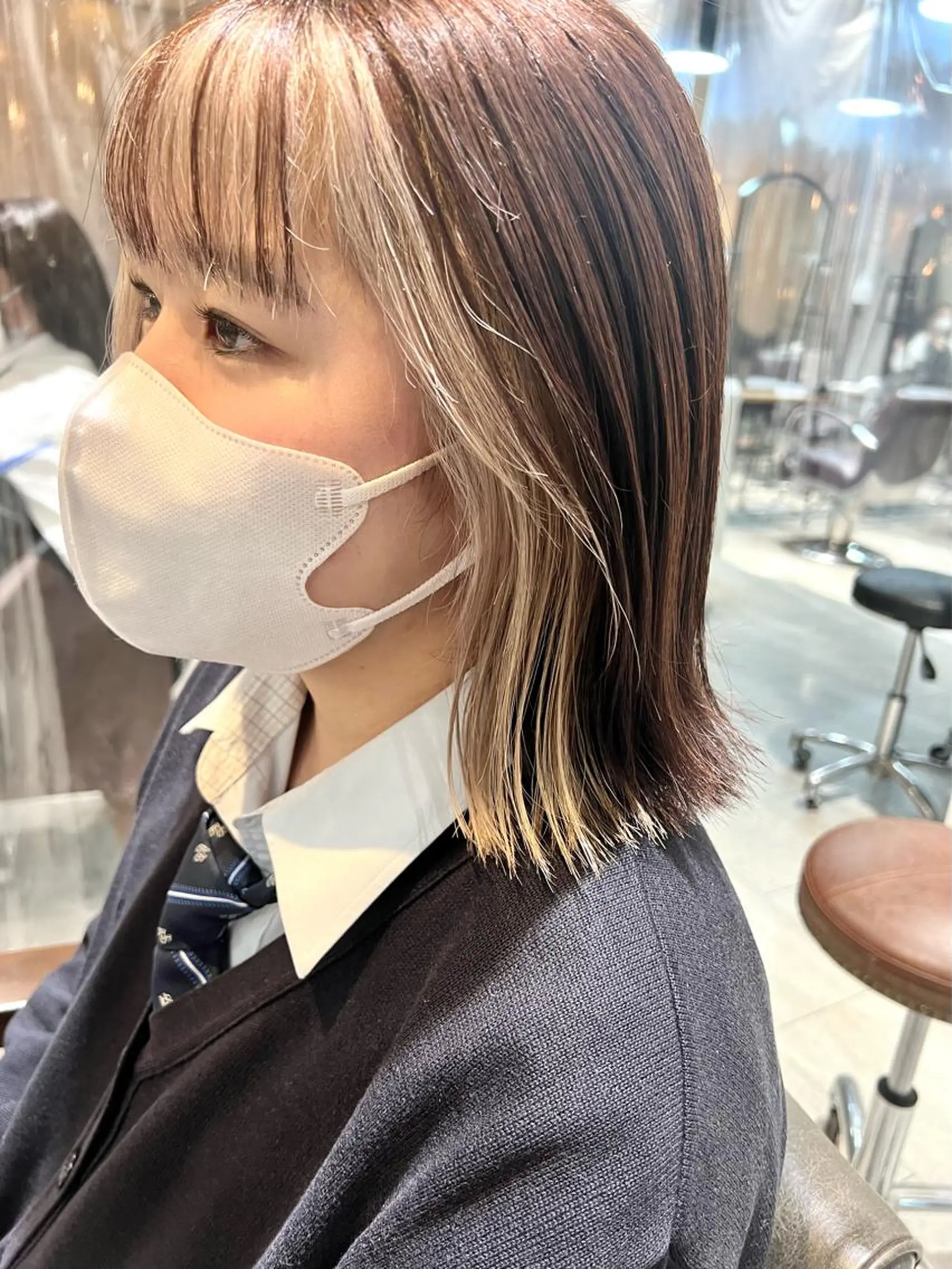 ミディアム カラー ヘアアレンジ ネイル ヘアカラー トリートメント ヘッドスパ ヘアセット 🌈インナーカラー ‘ショウマ’🌈のヘアスタイル