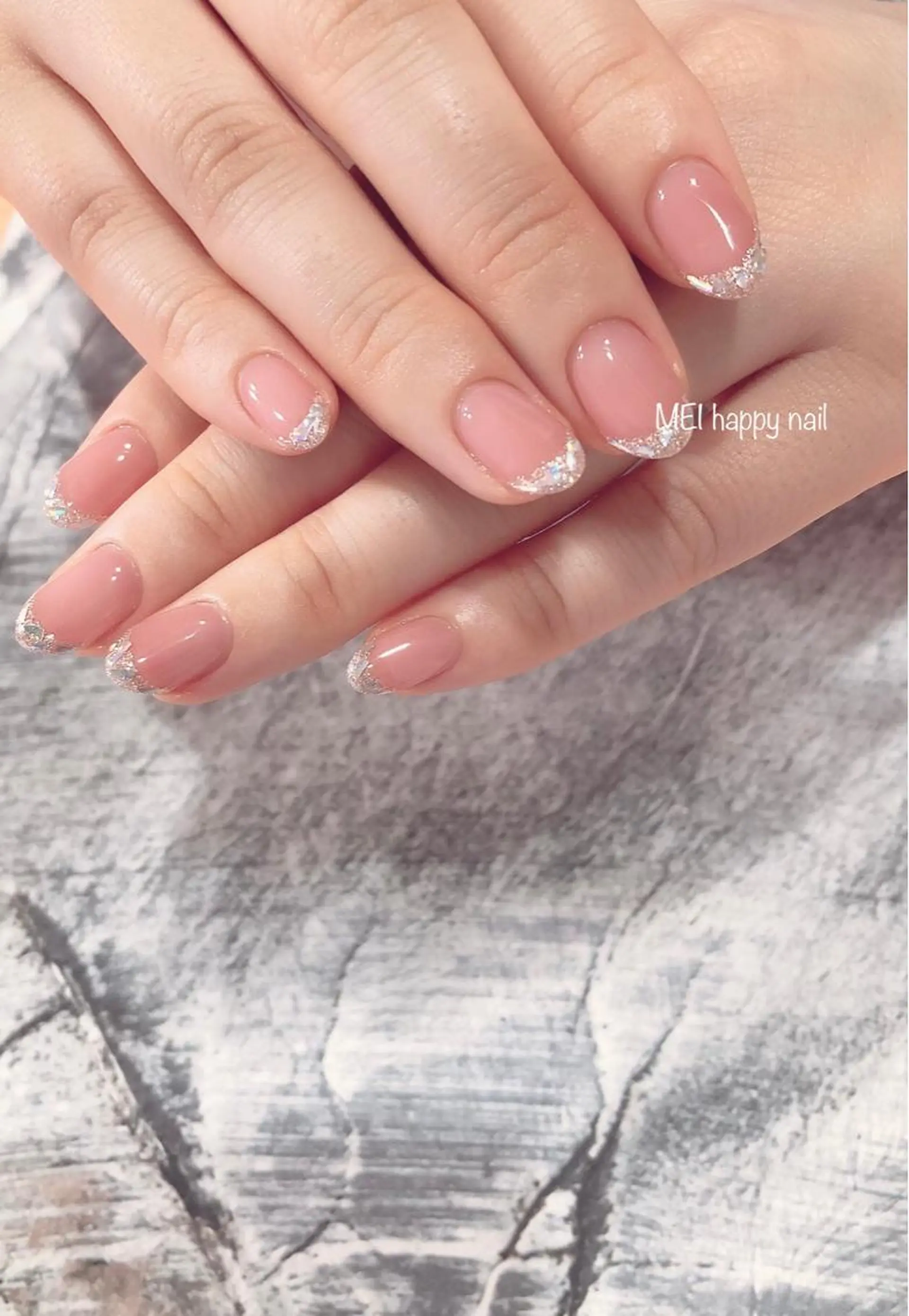 ネイル アートネイル フレンチネイル ジェルネイル ガラスフレンチ ニュアンスネイル 北浦和 自爪育成ケアのネイルデザイン