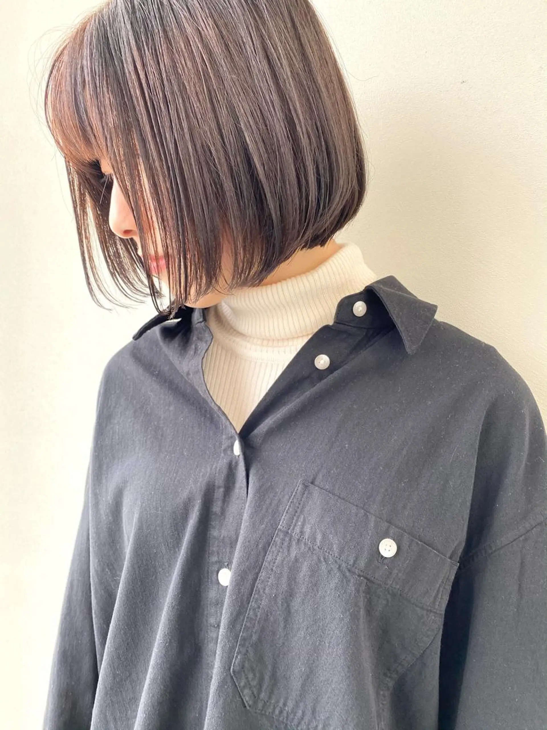 ミディアム ボブ カット ヘアカラー トリートメント 小澤大輔 YOLO hairのヘアスタイル