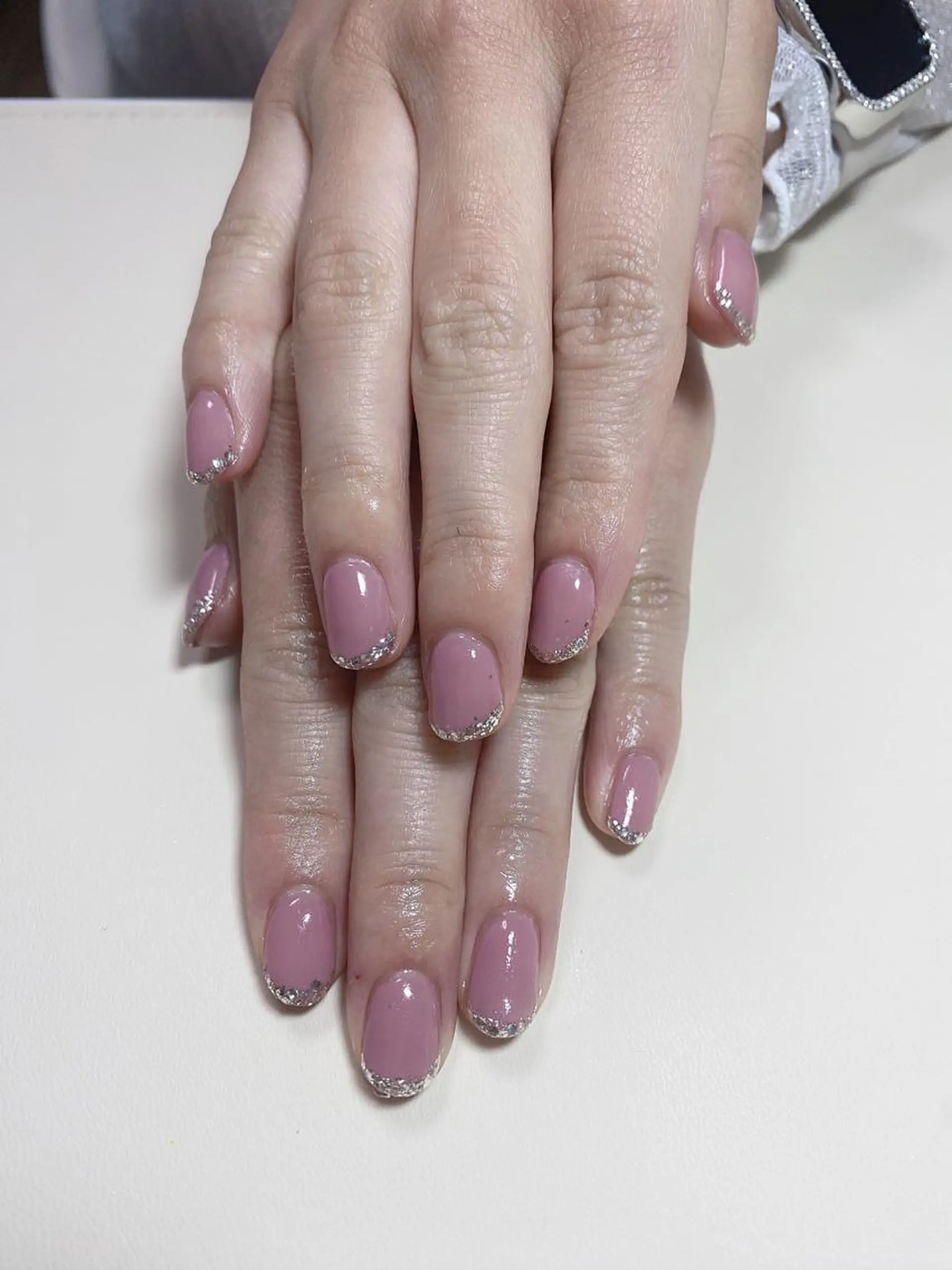 ネイル フレンチネイル ラメ(グリッター) シンプルネイル ハンドネイル Nail Salon K 🧸美爪育成のネイルデザイン