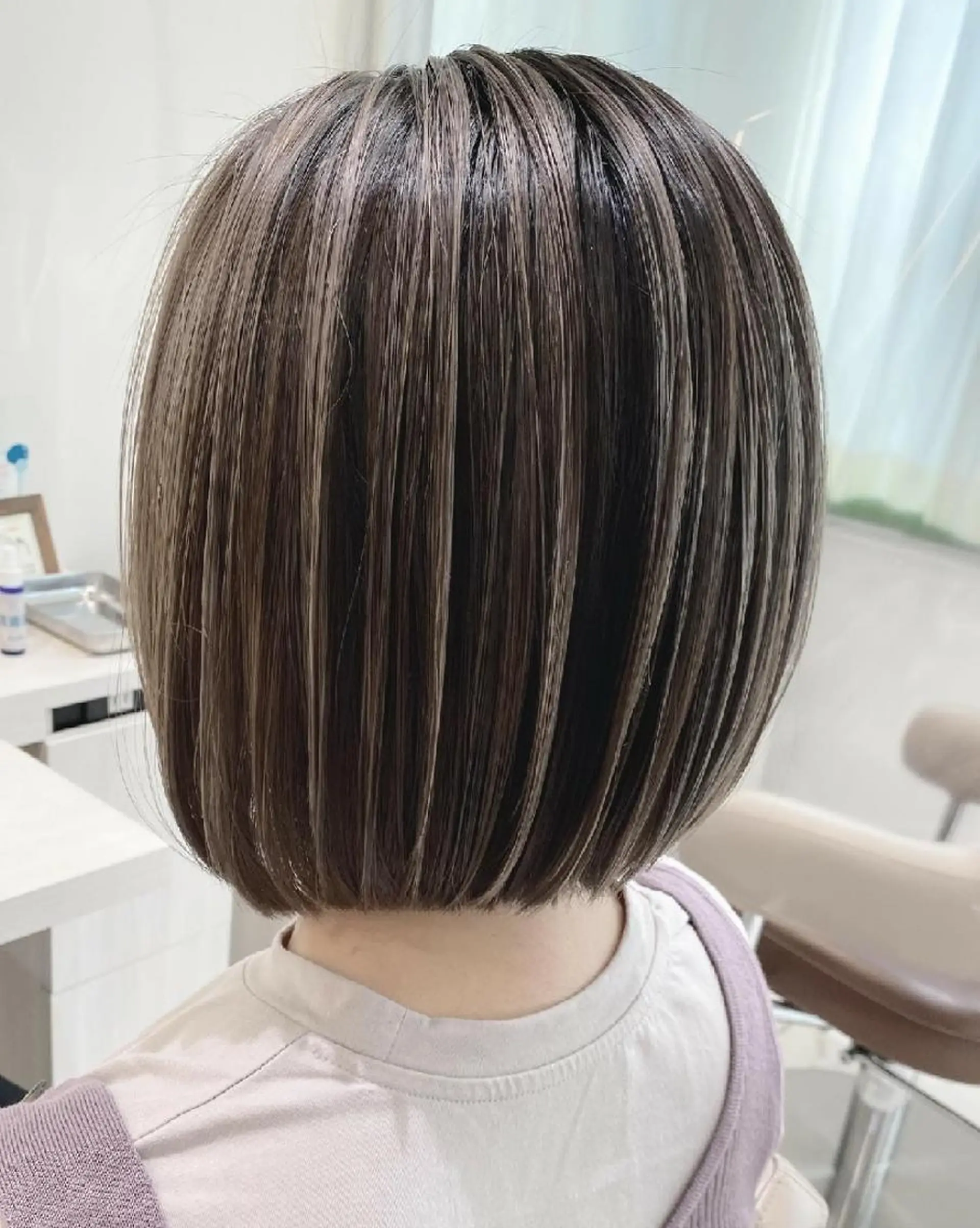 ミディアム カラー ハイライトカラー ボブ ハイライト ヘアカラー ＡＳＨ大宮/ブリーチ 髪質改善/カラーのヘアスタイル