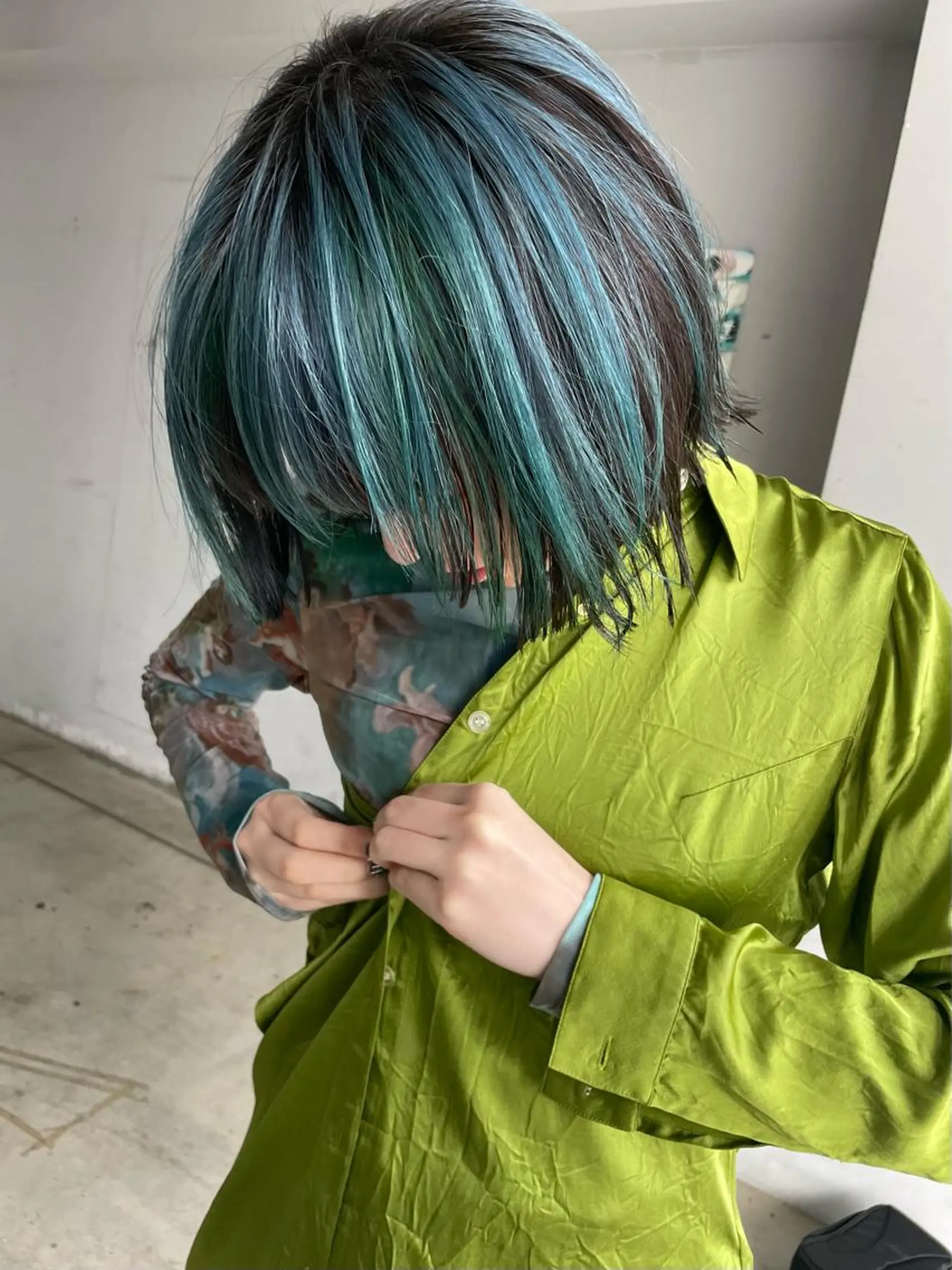 ショート カラー 黒髪 インナーカラー ミント ミントグリーン 高円寺 utuwa🌟まなみのヘアスタイル