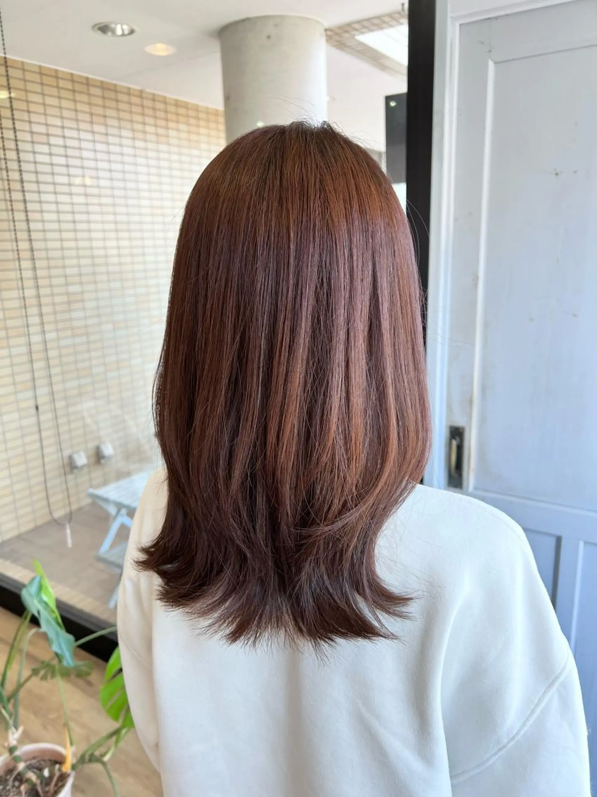 ロング カラー ブラウンカラー ピンクカラー ピンクブラウン カット ヘアカラー トリートメント ツキダテ ユイのヘアスタイル