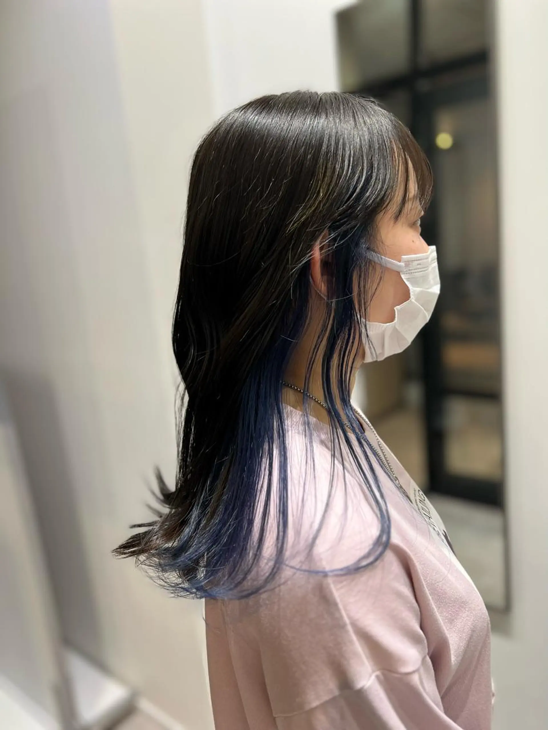 ロング カラー ヘアアレンジ ブリーチ ブルーカラー ネイビーカラー カット 縮毛矯正 顔まわり職人🇰🇷 韓国ヘア/KAITOのヘアスタイル